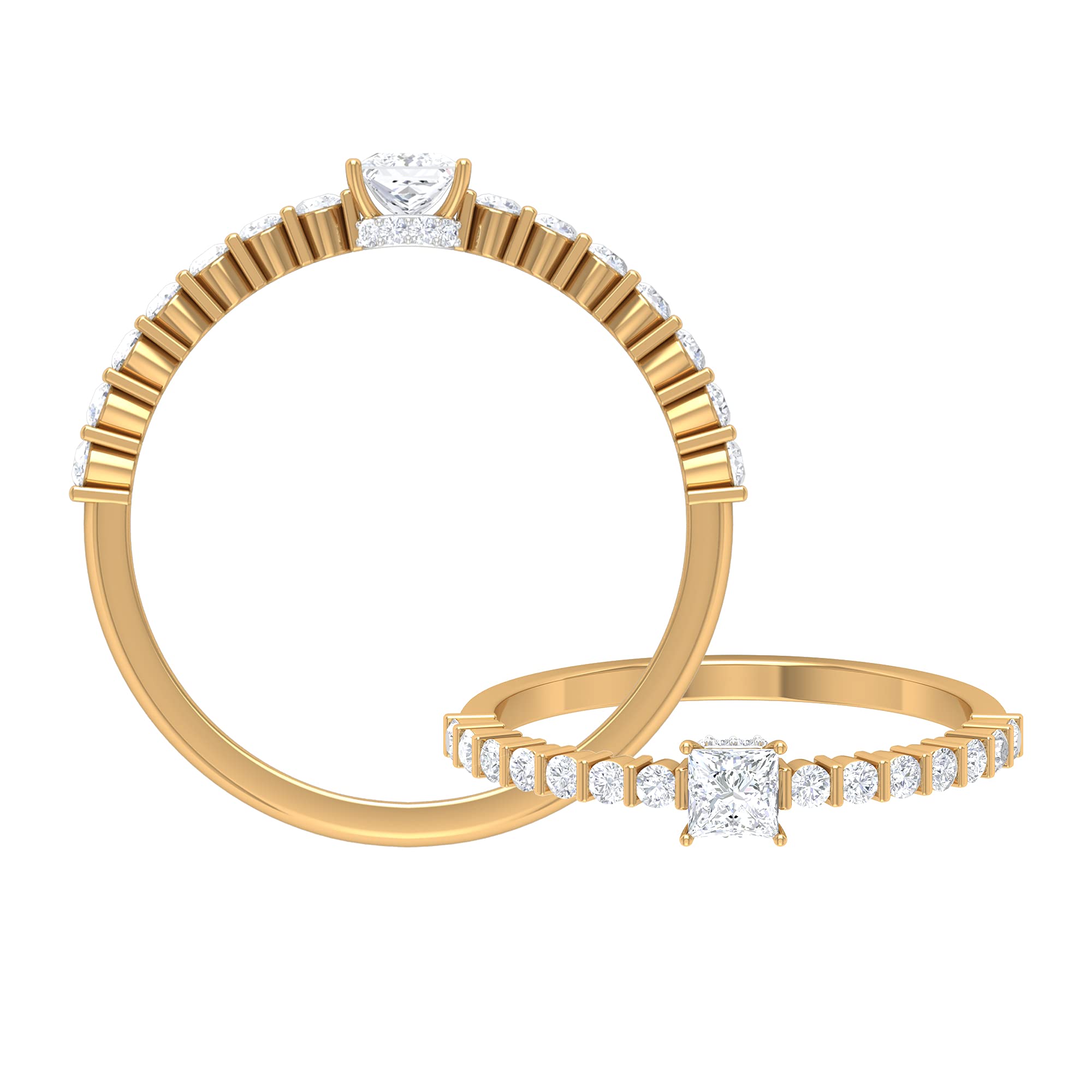 3/4 CT Diamond Solitaire Promise Ring for Women - April Birthstone Ring with Side Stones in 14K Solid Gold | Perfect for Anniversaries, Engagements & Special Occasions