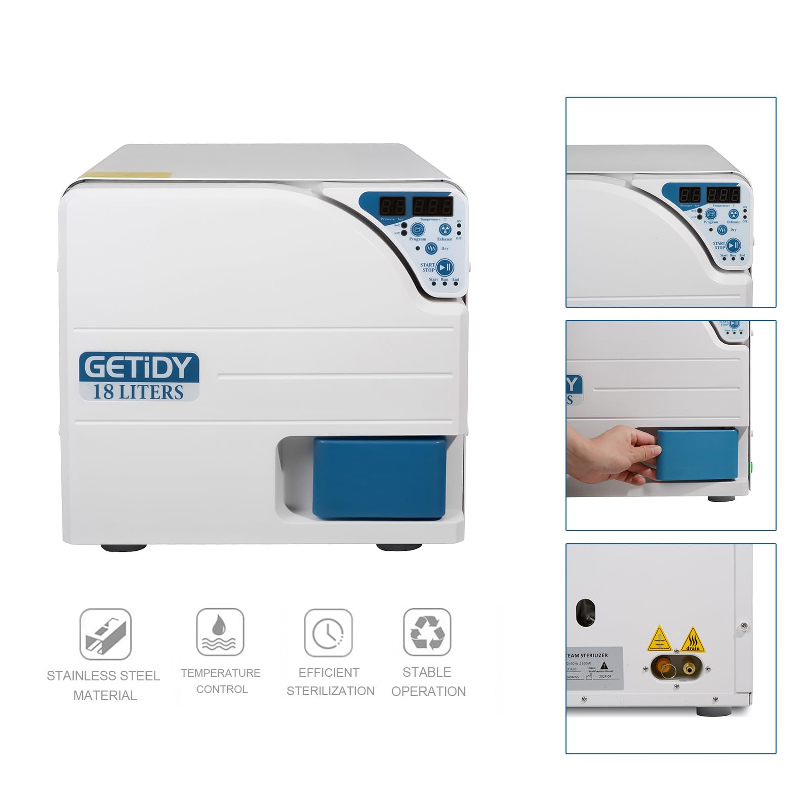 Getidy 23L Digital LCD Screen Steam Autoclave Sterilizer with Drying Function - Perfect for Home, Salon, Tattoo & Medical Equipment Sterilization