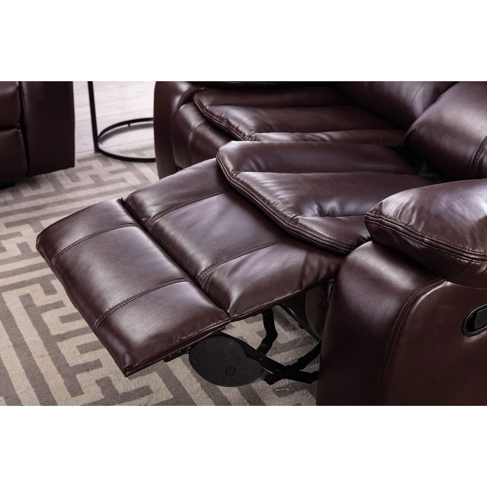 Familymill Breathable Leather Manual Reclining 3-Seat Sofa - Comfortable Living Room Furniture for Home Theater, Family Gatherings & Relaxation