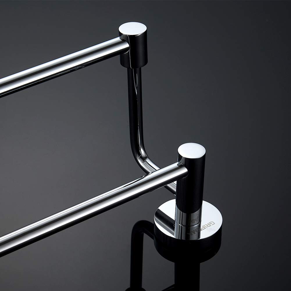 GRIFEMA IBIZA-G30109 59CM Chrome Double Bath Towel Holder - Wall Mounted Towel Rail for Bathroom - Perfect for Spa, Hotel & Home Bathroom Organization