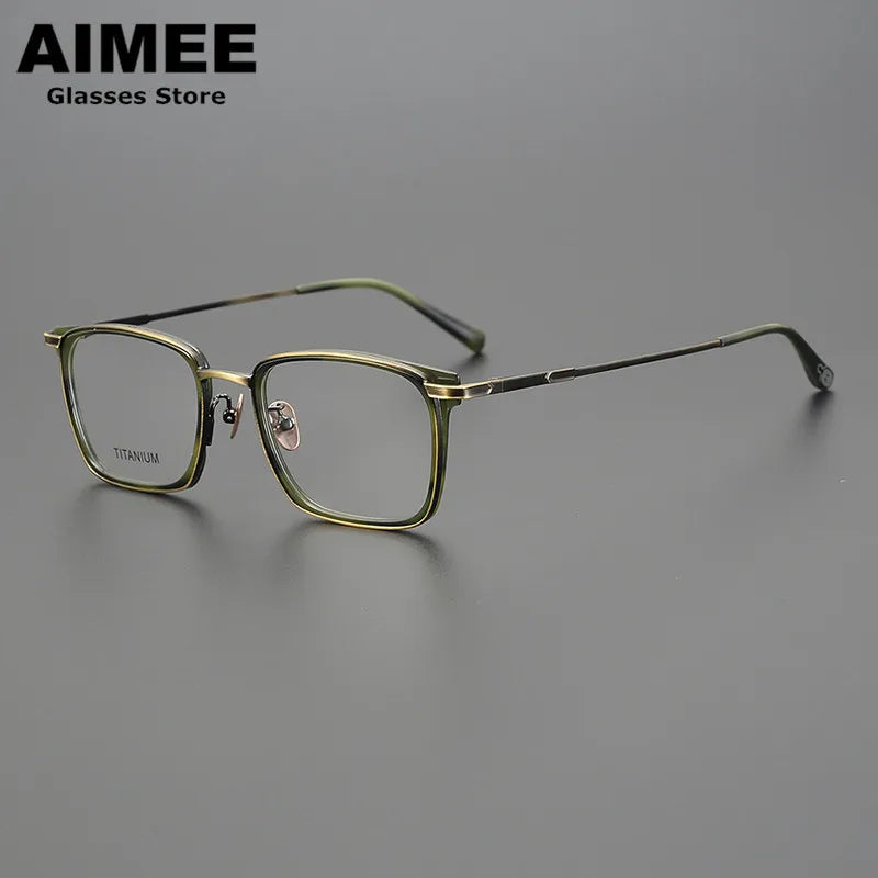 Aimee Unisex Full Rim Square Acetate Titanium Eyeglasses 6322 - Lightweight & Durable Frame for Work, Reading & Fashion