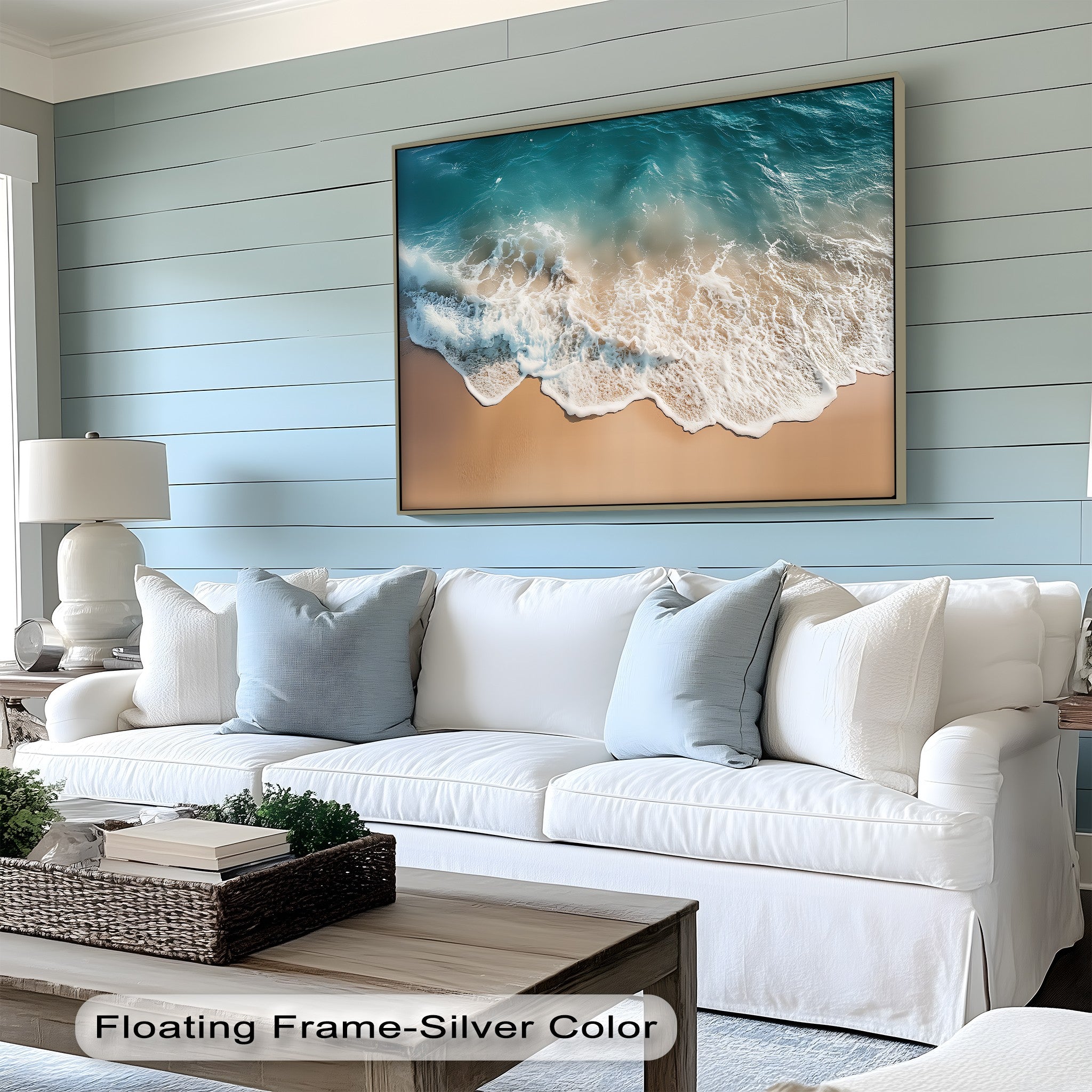 Stunning Aqua Blue Waves on Sandy Shore Canvas Wall Art - Coastal Beach Decor for Living Room, Bedroom & Office