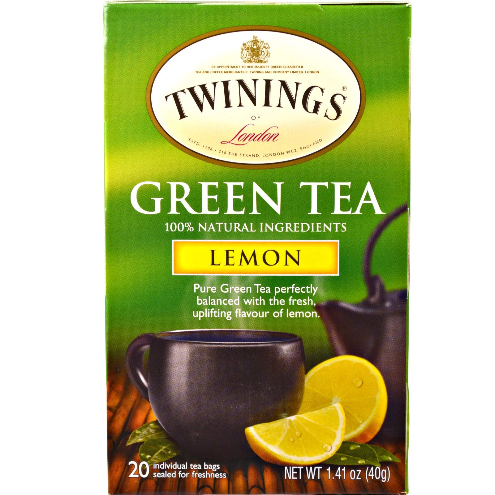 Twinings Lemon Green Tea Bags - 20 Count Box | Refreshing & Antioxidant-Rich | Perfect for Morning Boost or Afternoon Relaxation