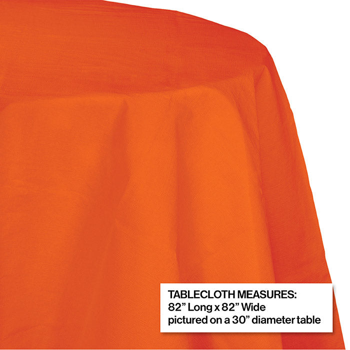 12-Pack Bulk Sunkissed Orange Round Paper Table Covers - 82 Inch Disposable Party Tablecloths for Birthday, Wedding, and Holiday Decorations