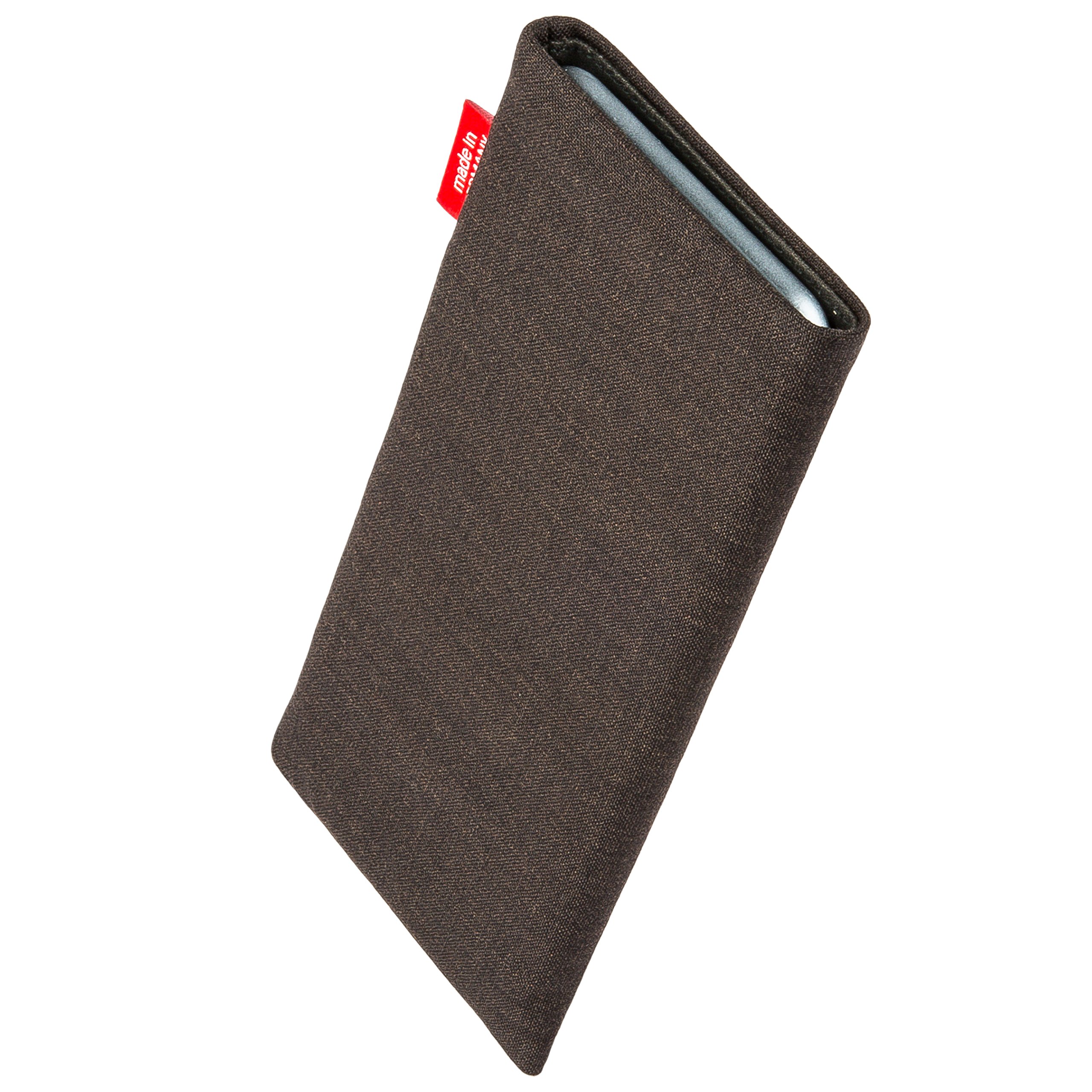 Premium Brown Custom Tailored Sleeve for Apple iPhone X/Xs - German-Made Luxury Suit Fabric Pouch Case with Microfiber Lining | Perfect for Business Professionals & Screen Protection