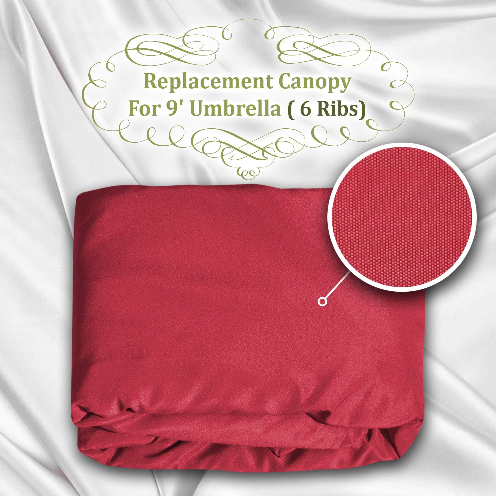 BenefitUSA 9ft 8-Rib Patio Umbrella Replacement Canopy Cover - Burgundy Red for Outdoor Dining, Poolside Lounging & Garden Shade