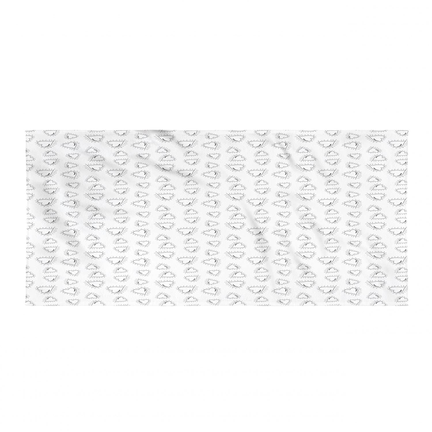 Ambesonne Romantic Heart Camping Towel - Quick Dry Lightweight Microfiber Travel Towel for Backpacking, Hiking & Beach - Valentine's Day Gift for Couples - Hand Drawn Sketch Art in Charcoal Grey & White - Perfect for Outdoor Adventures, Picnics & Romantic Getaways