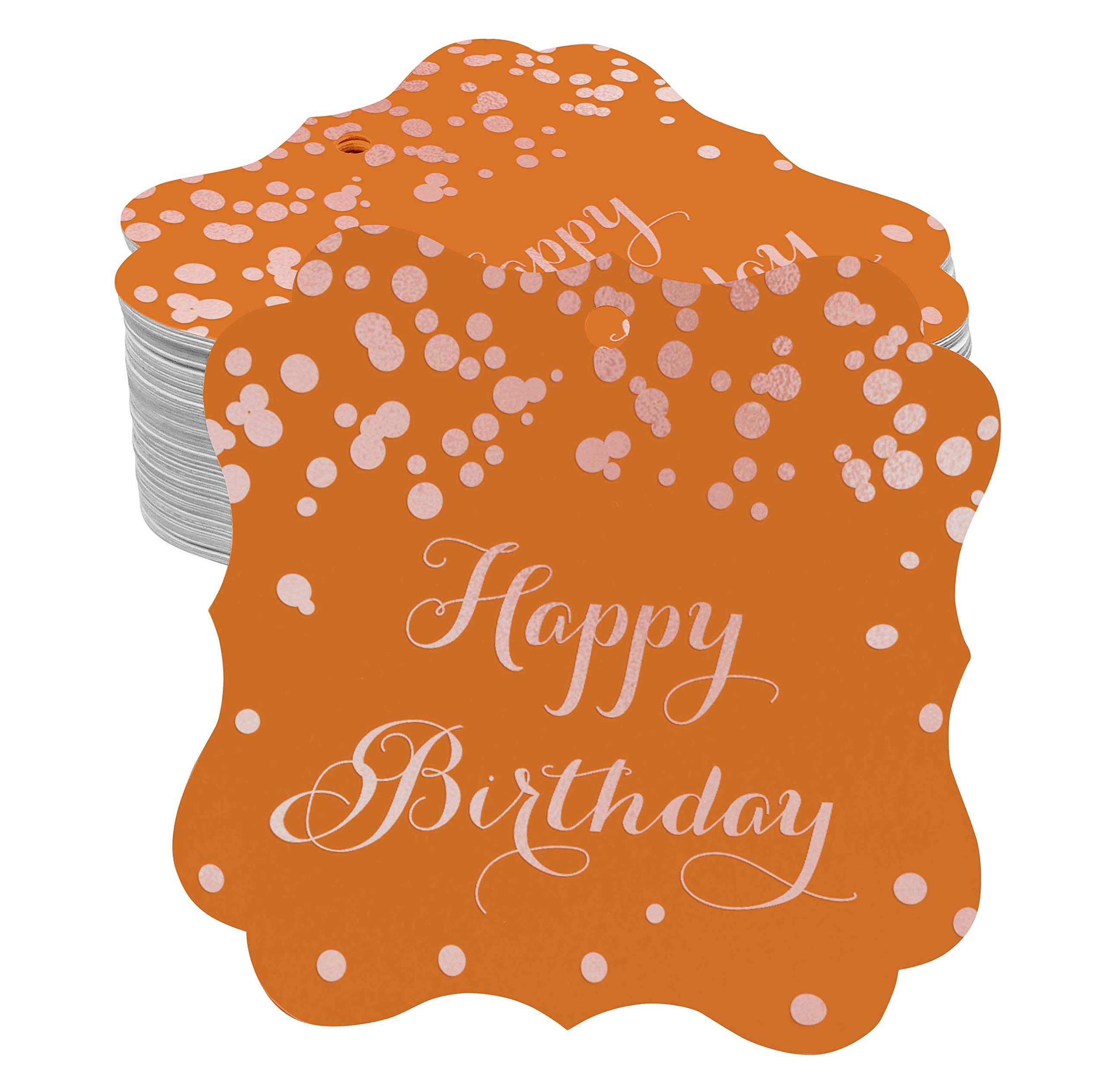 50 Pack Real Rose Gold Foil Bracket-Shaped Paper Tags - Elegant Birthday Party Favors & Gift Hang Tags for Weddings, Baby Showers & DIY Crafts