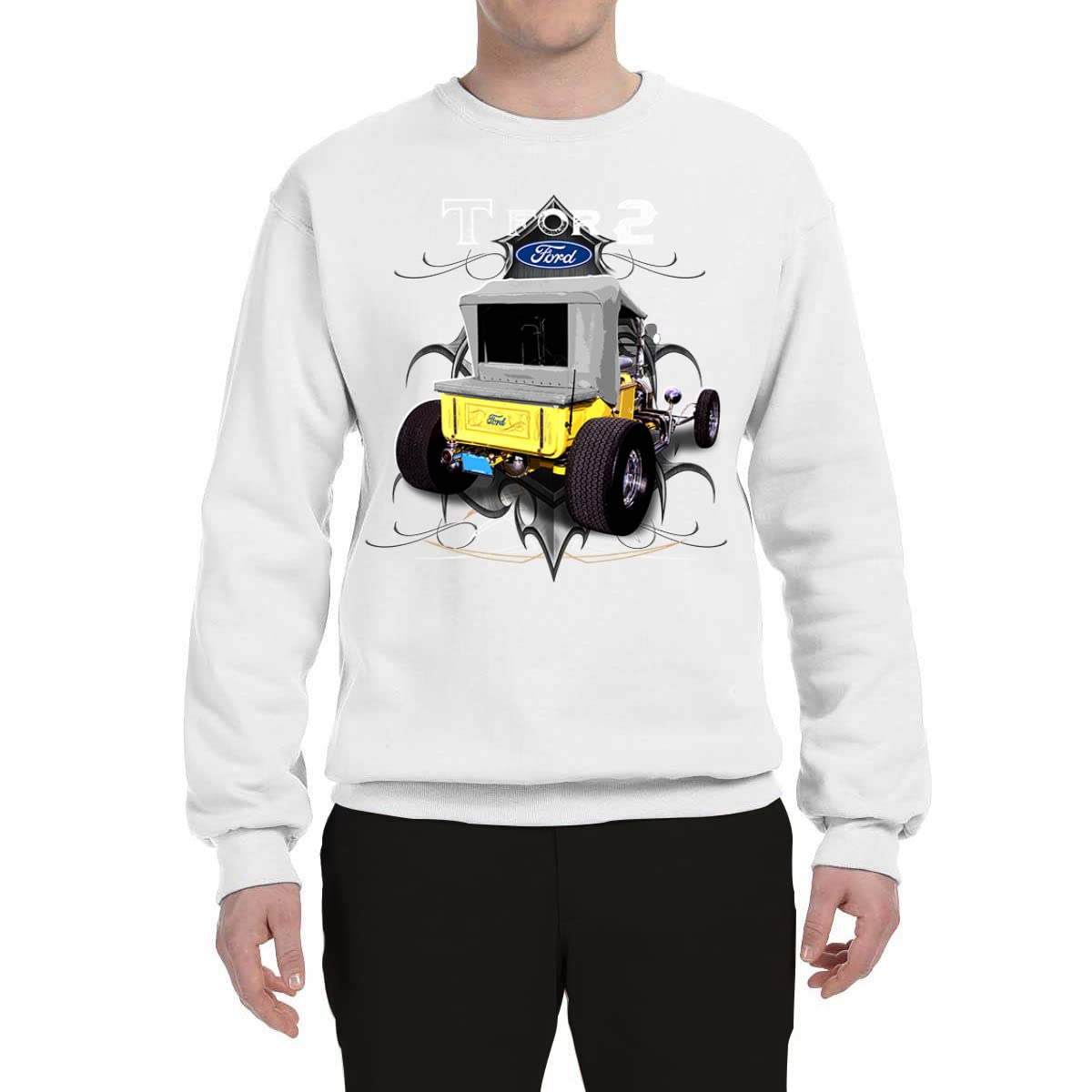 Vintage Ford Model T 1900 Graphic Sweatshirt - Wild Bobby Retro Cars & Trucks Unisex Crewneck Sweater for Men & Women | Casual Wear, Car Enthusiast Gift, Vintage Style Outfit