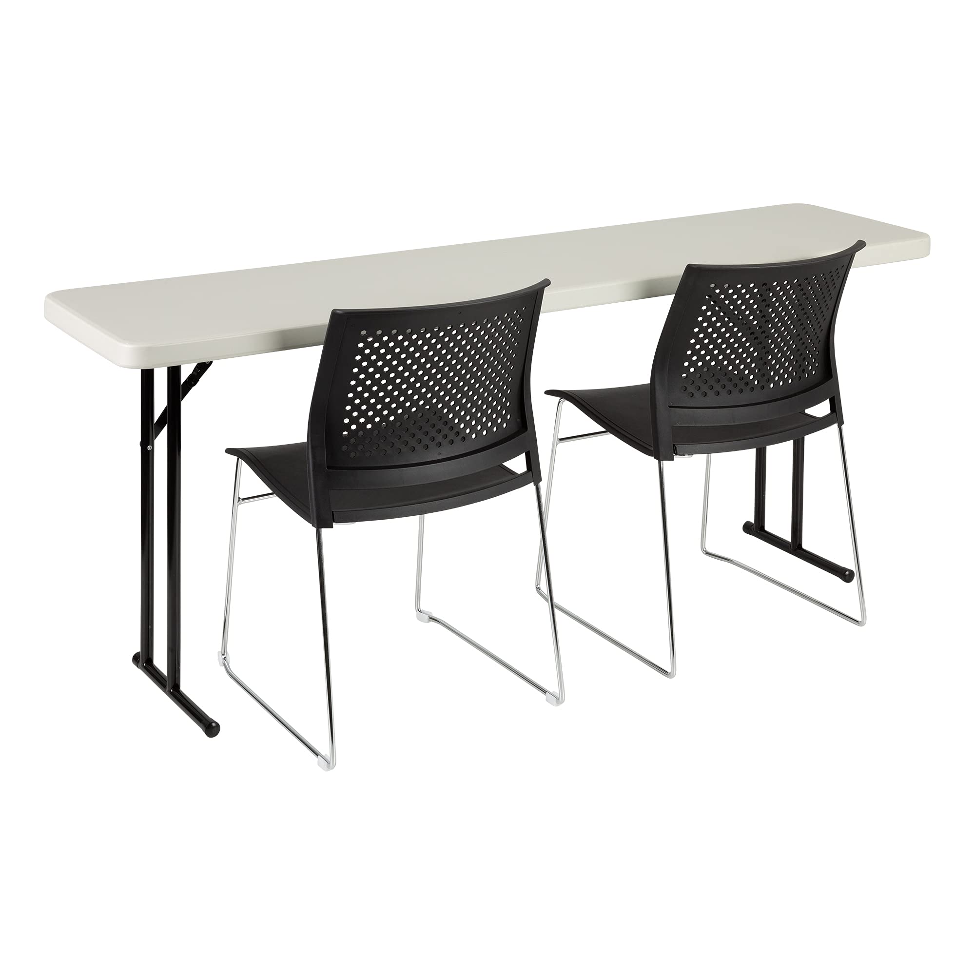 Norwood 6ft Folding Table Indoor Outdoor - Heavy Duty Blow Molded Plastic Training & Event Table, Rectangular Foldable Table in Gray - Perfect for Classrooms, Parties, and Outdoor Events