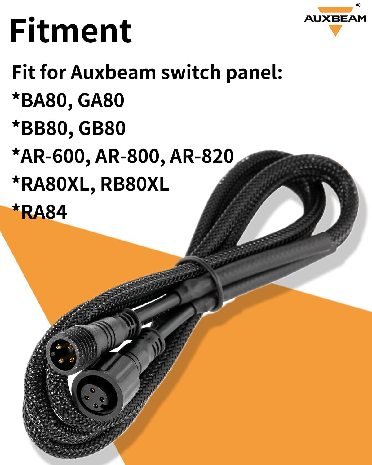 Auxbeam 8 Gang Switch Panel BB80 with 4Pin Wiring Harness Extension - Universal Off-Road LED Light Bar Control for Jeep, Truck, SUV, Boat & ATV