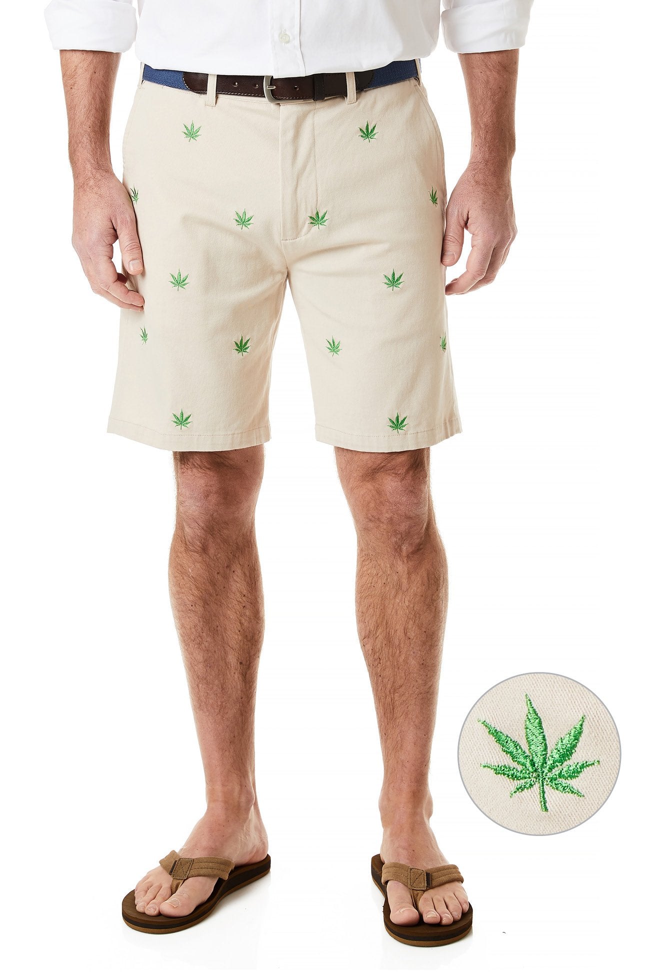 Cisco Short Stretch Twill Stone with Pot Leaf - Comfortable & Stylish Casual Pants for Men | Perfect for Outdoor Activities, Music Festivals & Relaxing