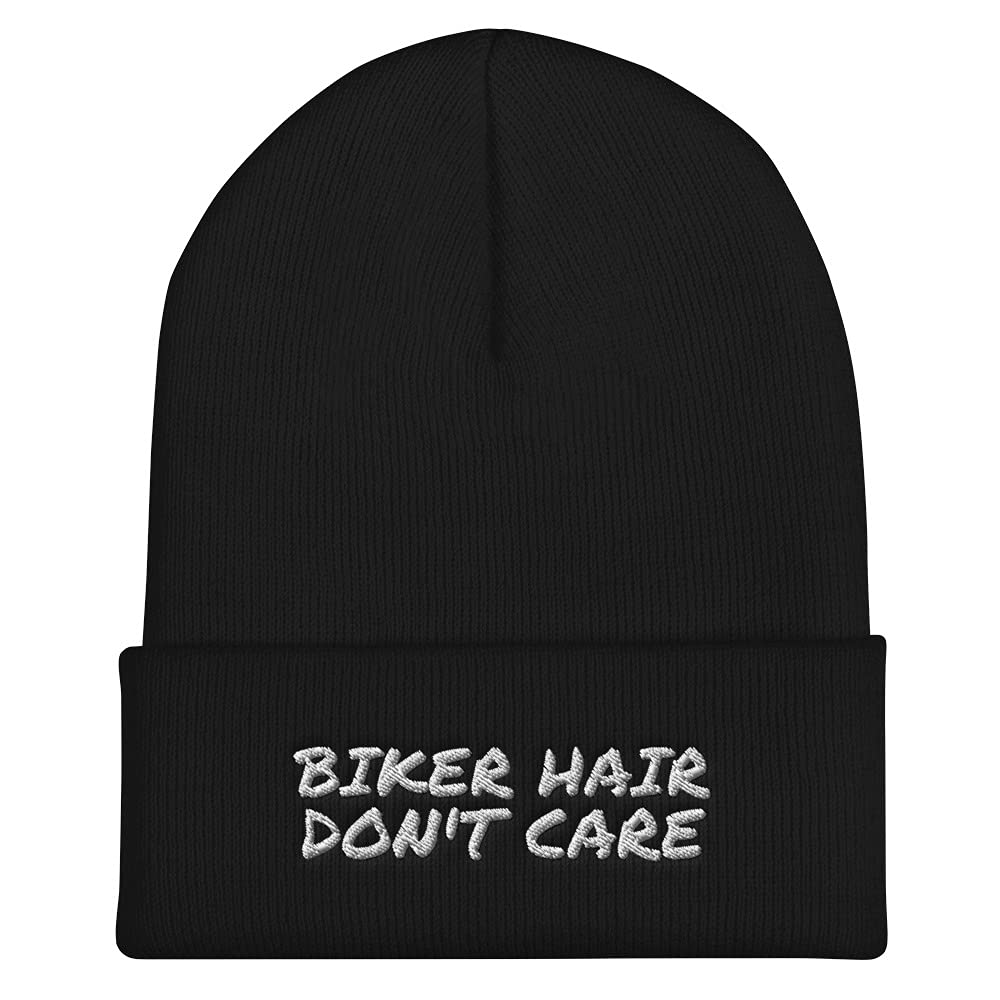 Biker Hair Don't Care Hat - Motorcycle Beanie with Cuffed Design for Men & Women | Funny & Stylish Winter Hat for Riding, Outdoor Activities & Casual Wear