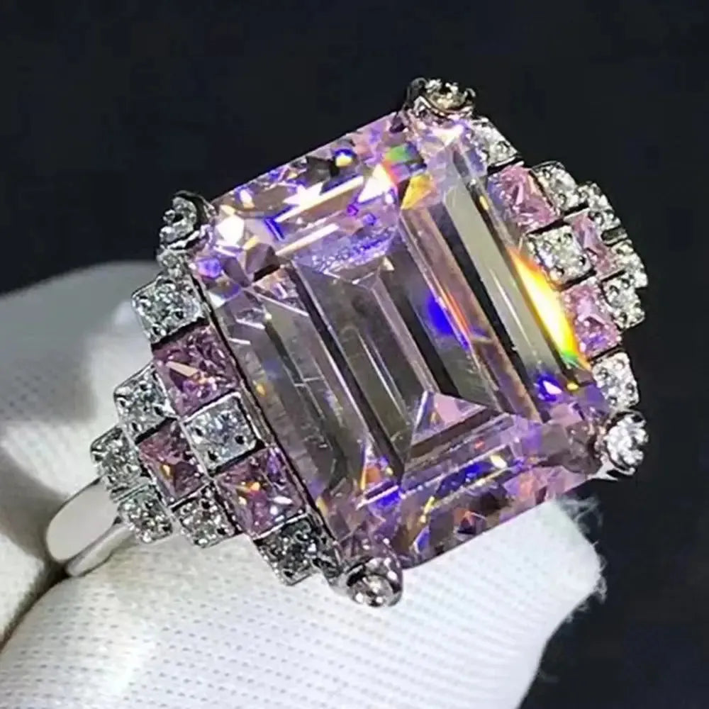 925 Sterling Silver Emerald Cut 5CT Vivid Yellow Moissanite Ring for Women - Synthetic Diamond Alternative, Elegant Jewelry Gift for Anniversary, Engagement & Special Occasions