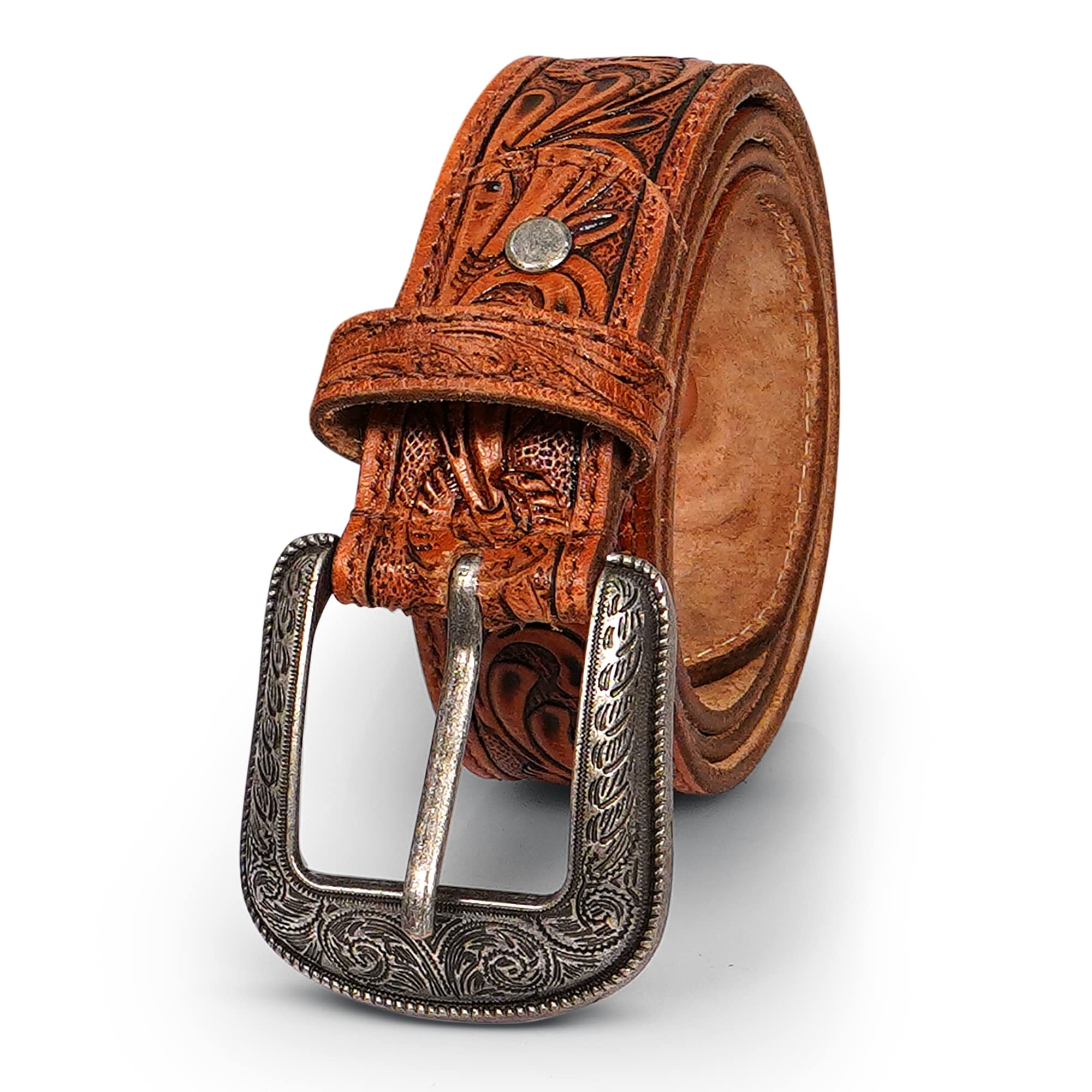 RAW HYD Genuine Leather Western Belts for Men - 1.5