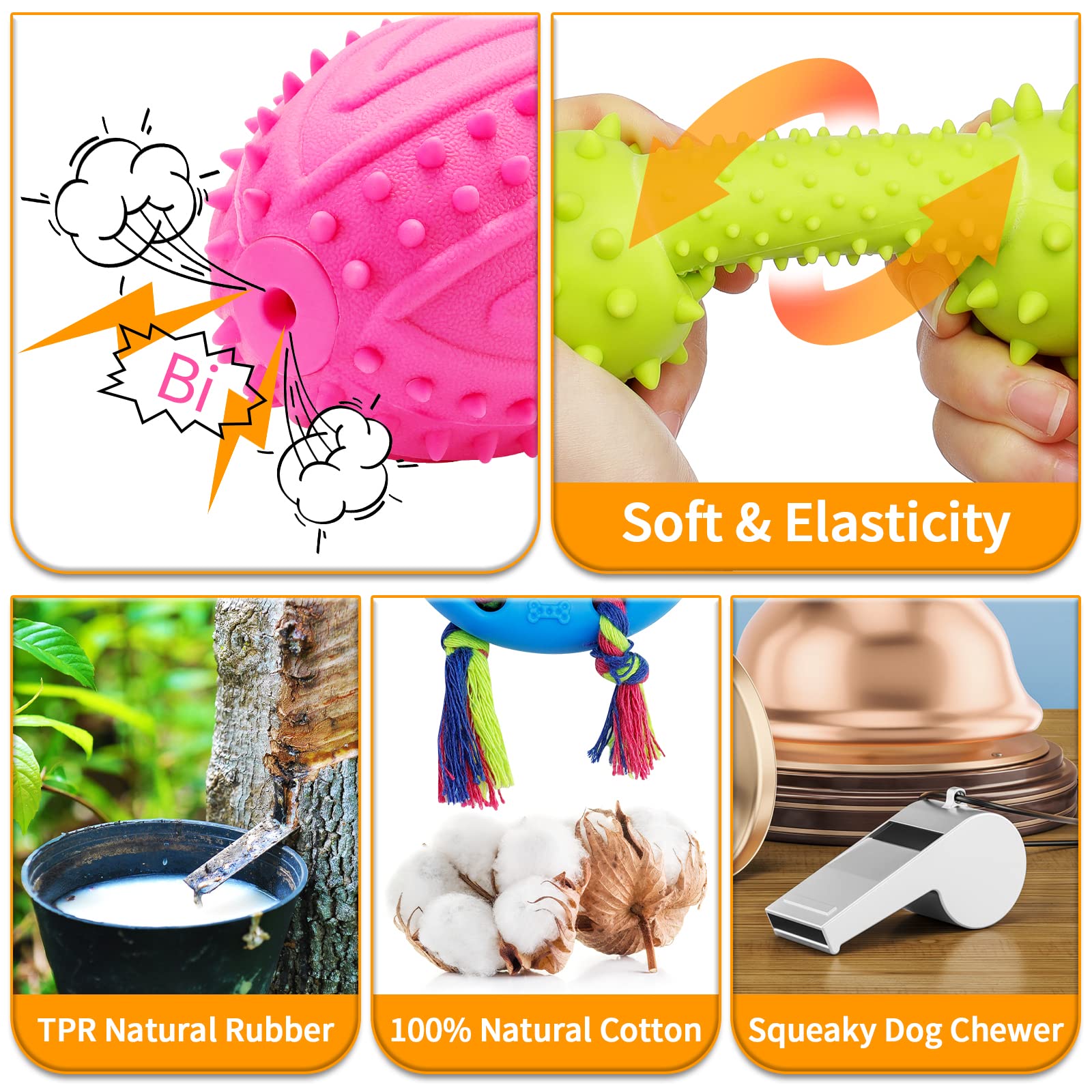 Durable 5-Piece Puppy Teething Toy Set with Chew Ball & Ropes - Indestructible Squeaky Interactive Dog Toys for Small & Medium Dogs (8+ Weeks) - Perfect for Teething Relief, Playtime & Training