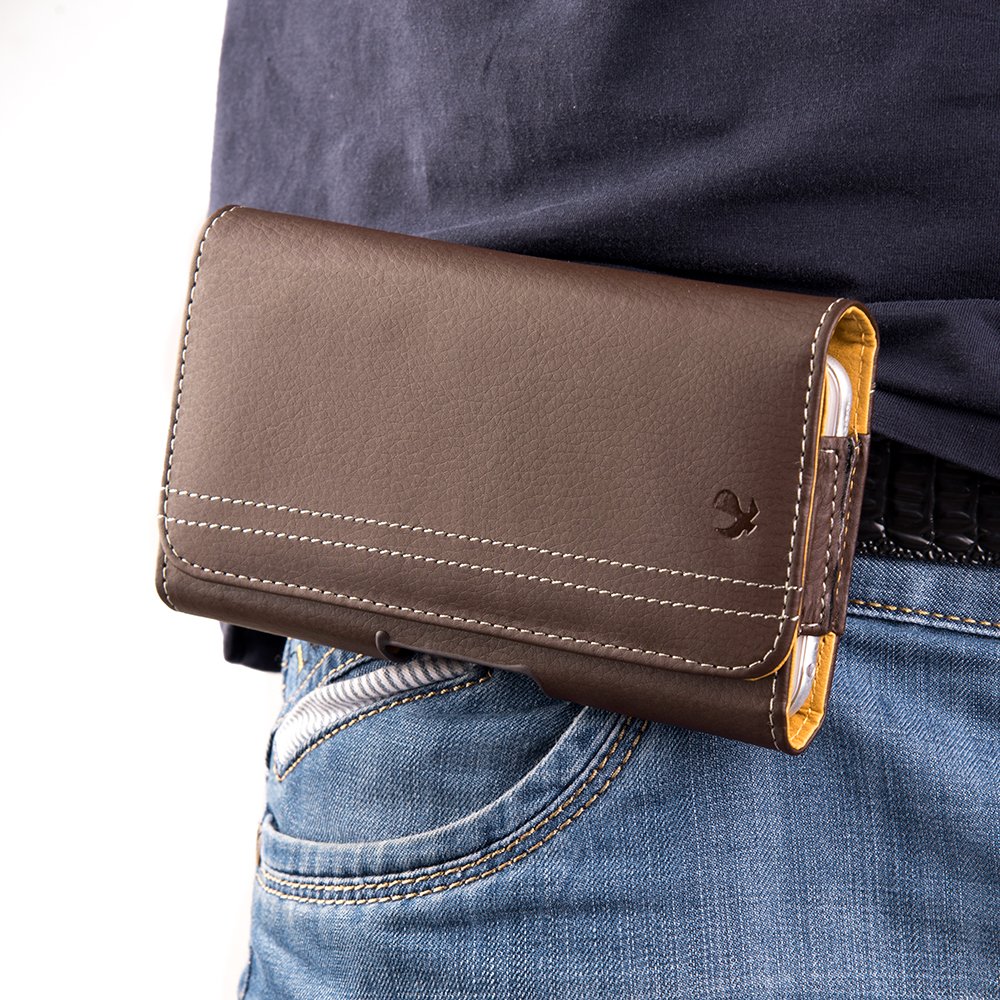 Premium Brown Leather Magnetic Flap Pouch Case for Samsung Galaxy S25 Ultra/S25+/A16/A35/A25/A15/S24 Ultra/S24+/A54 5G/S23 Ultra - Slim Protective Holster for Everyday Carry & Business Use