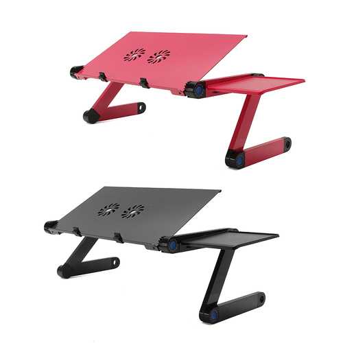 360° Adjustable Aluminum Alloy Folding Laptop Desk with Cooling Fans - Portable Workstation for Home Office, Gaming & Bed Use