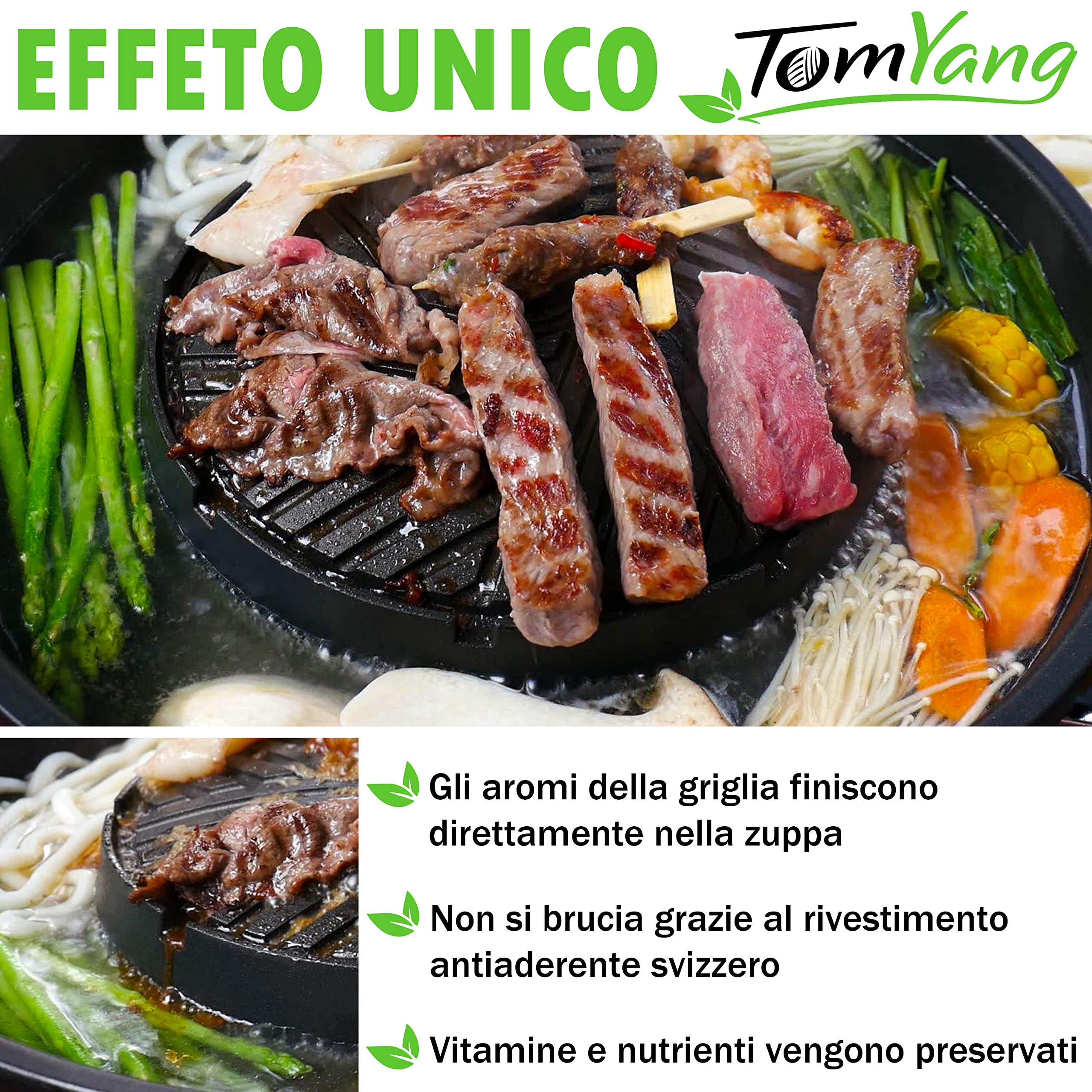 Premium TomYang Hot Pot Set for 2 with Santoku Knife - Original Thai Grill & Hot Pot Combo, Swiss Non-Stick Coating - Perfect for Korean BBQ, Mookata & Family Dining at Home