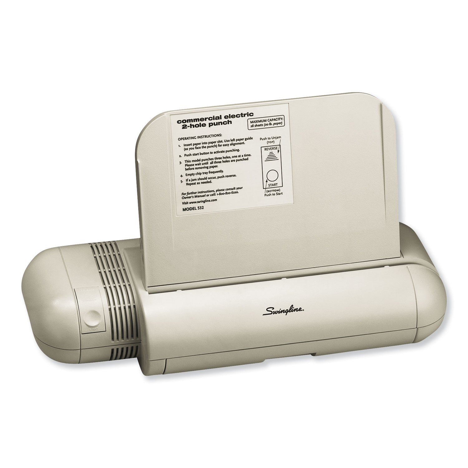 28 Sheet Heavy Duty Electric Two Hole Punch - Commercial Grade, Fixed 9/32