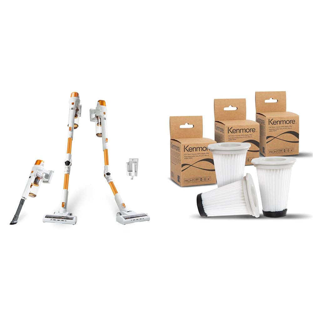 Kenmore DS4030 21.6V Cordless Stick Vacuum with HEPA Filter - K3000 CSV Replacement Filters for Powerful Pet Hair & Allergen Removal - Perfect for Hardwood Floors & Carpet Cleaning