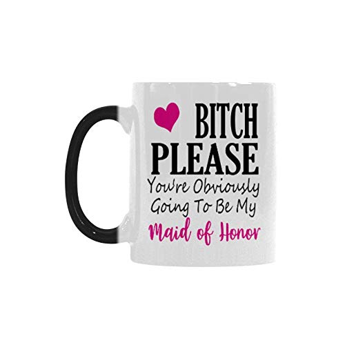 WECE Funny Heat Sensitive Ceramic Coffee Mug - 11oz Color Changing Cup with 'Bitch Please' Design | Perfect for Bridal Showers, Bachelorette Parties & Gifts