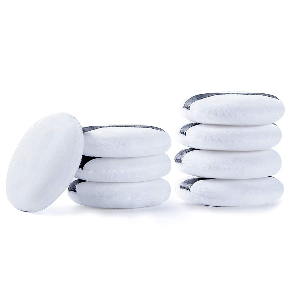 Cosluxe Pro Powder Puff - Ultra Soft Washable Velour Fluffy Body & Face Powder Puff with Ribbon | Pure Cotton Round Makeup Sponge for Loose Powder, Mineral Powder & Body Powder | Perfect for Travel & Daily Makeup Routine | White (6-Pack Mini Size)