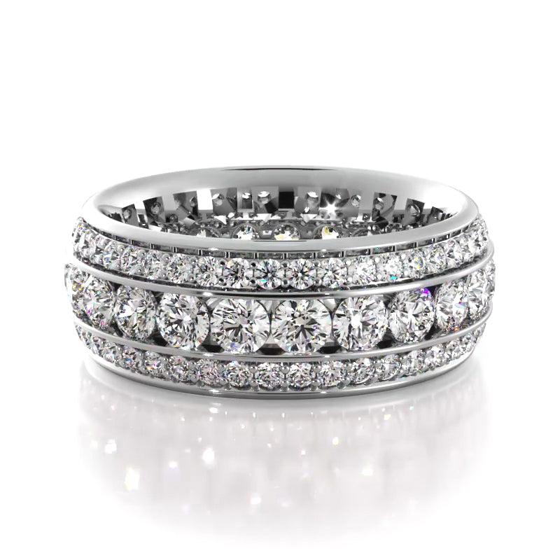 2.72 Carat Round Diamond Eternity Wedding Band Ring for Women - 14K White Gold Bridal Jewelry, Anniversary Gift, Engagement Ring for Her