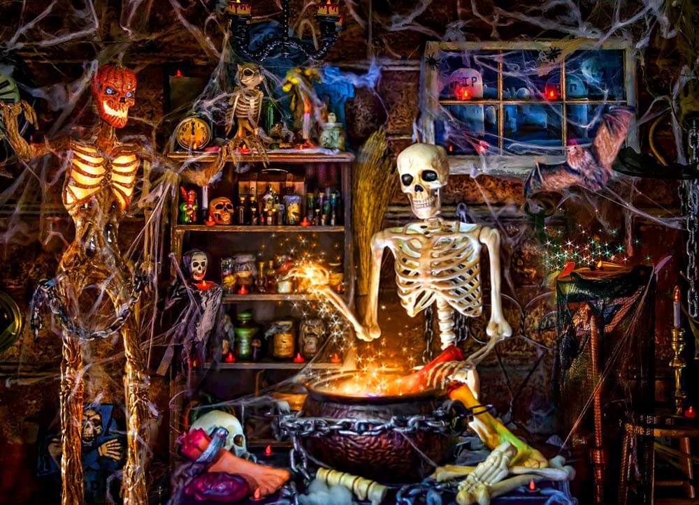 300-Piece Halloween Skeleton Puzzle for Adults & Teens - Large Wooden Jigsaw Puzzle with Creepy Scary Design - Educational Brain Teaser Game (Perfect for Halloween Parties, Family Game Nights & Stress Relief Activities)