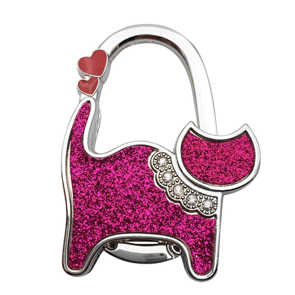 Cute Cat Metal Purse Hook - Foldable Handbag Hanger for Tables, Restaurant & Shopping - Portable Bag Holder for Women's Purses & Totes (Ideal for Dining Out, Travel & Daily Use)