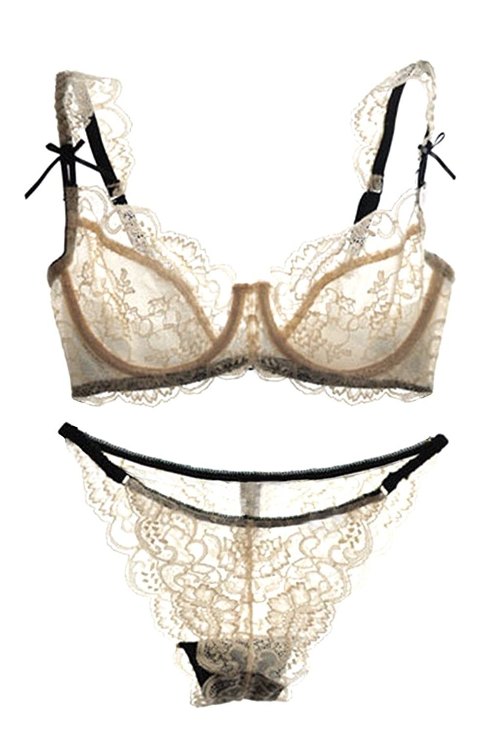 Nature Women's Lace Lingerie Set - Sheer Embroidered Bra & Panty Set for Comfort & Elegance | Perfect for Daily Wear, Date Night & Special Occasions
