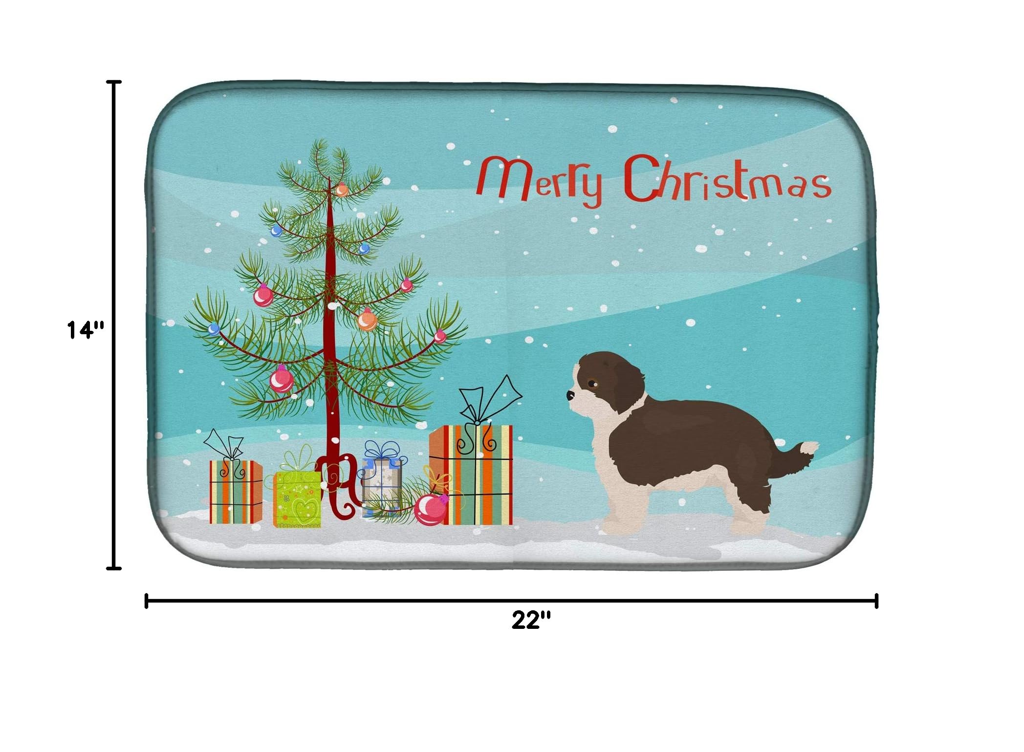 Havapoo Christmas Tree Dish Drying Mat - Absorbent Kitchen Counter Pad for Holiday Decor