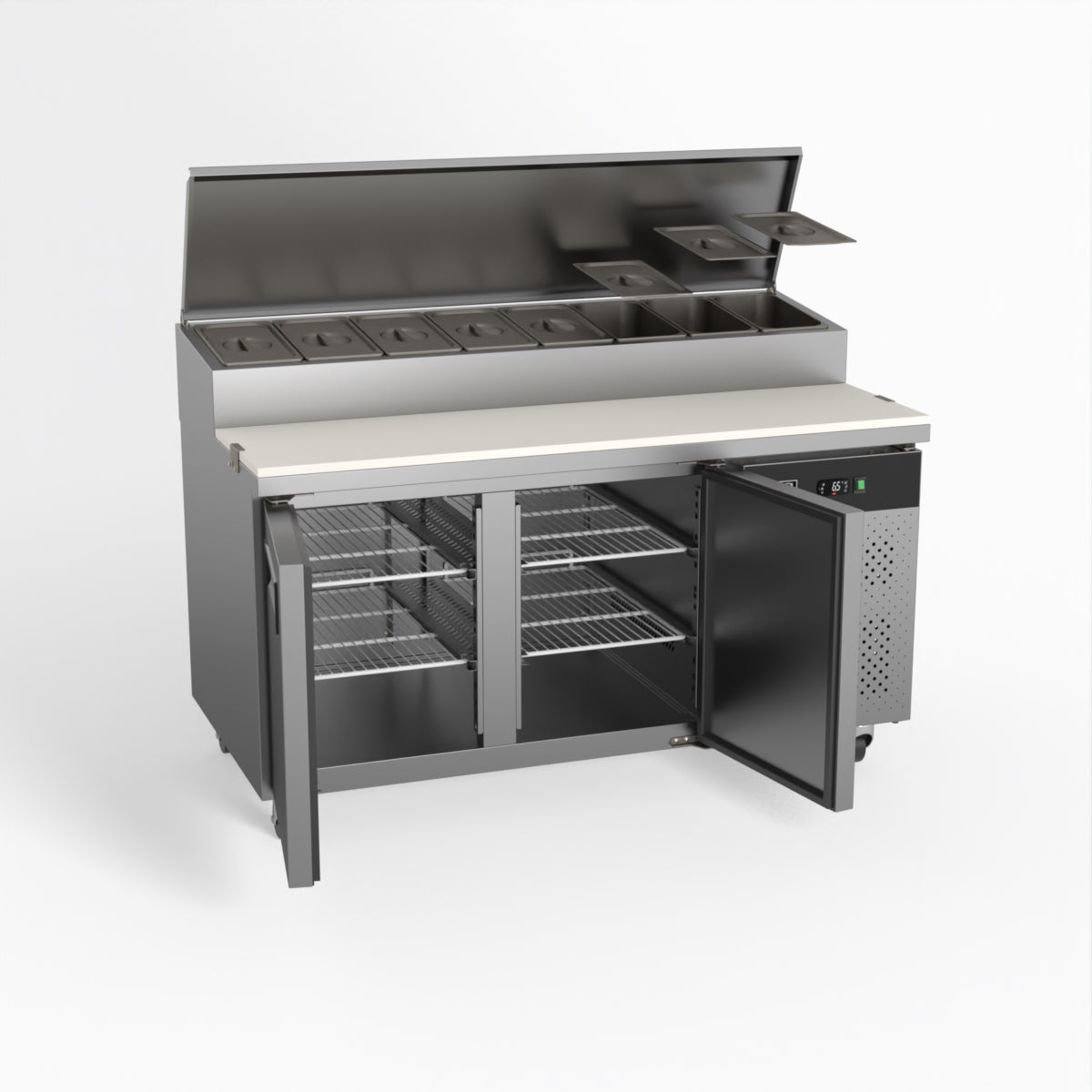 AG 2 Door Saladette Refrigerator with 8 x 1/3 GN Trays - Commercial Kitchen & Restaurant Use