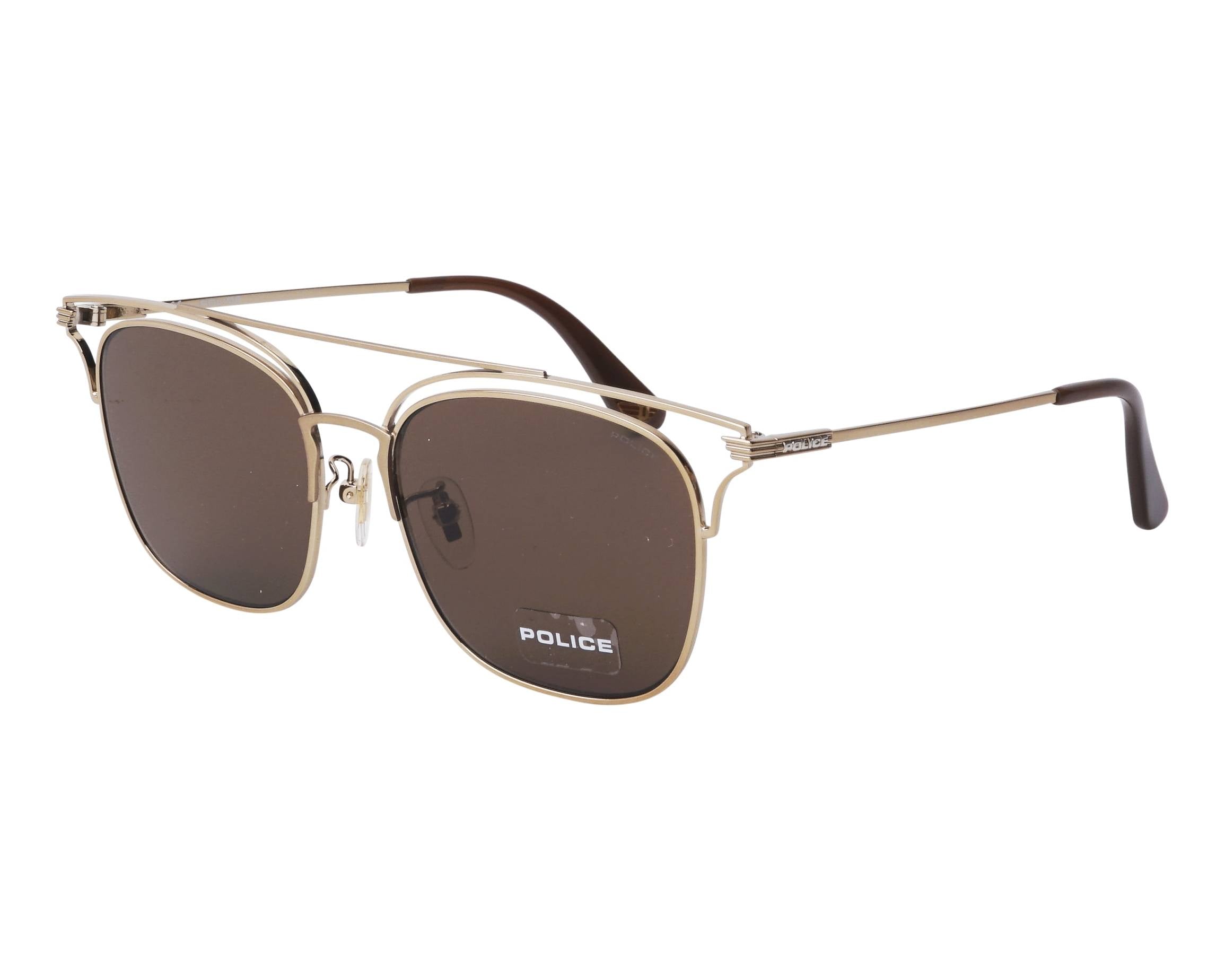 Police SPL575 08FF Gold/Brown Sunglasses - Stylish Polarized UV Protection for Men & Women - Perfect for Driving, Outdoor Sports & Fashion Accessories