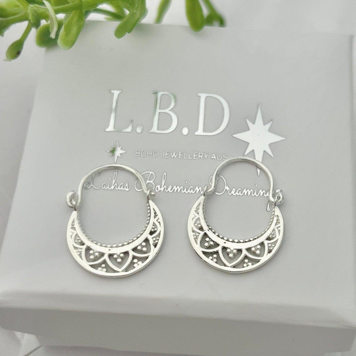 Laihas La Boheme Sterling Silver Hoop Earrings for Women - 925 Silver Fashion Jewelry - Elegant Boho Chic Earrings for Everyday Wear & Special Occasions