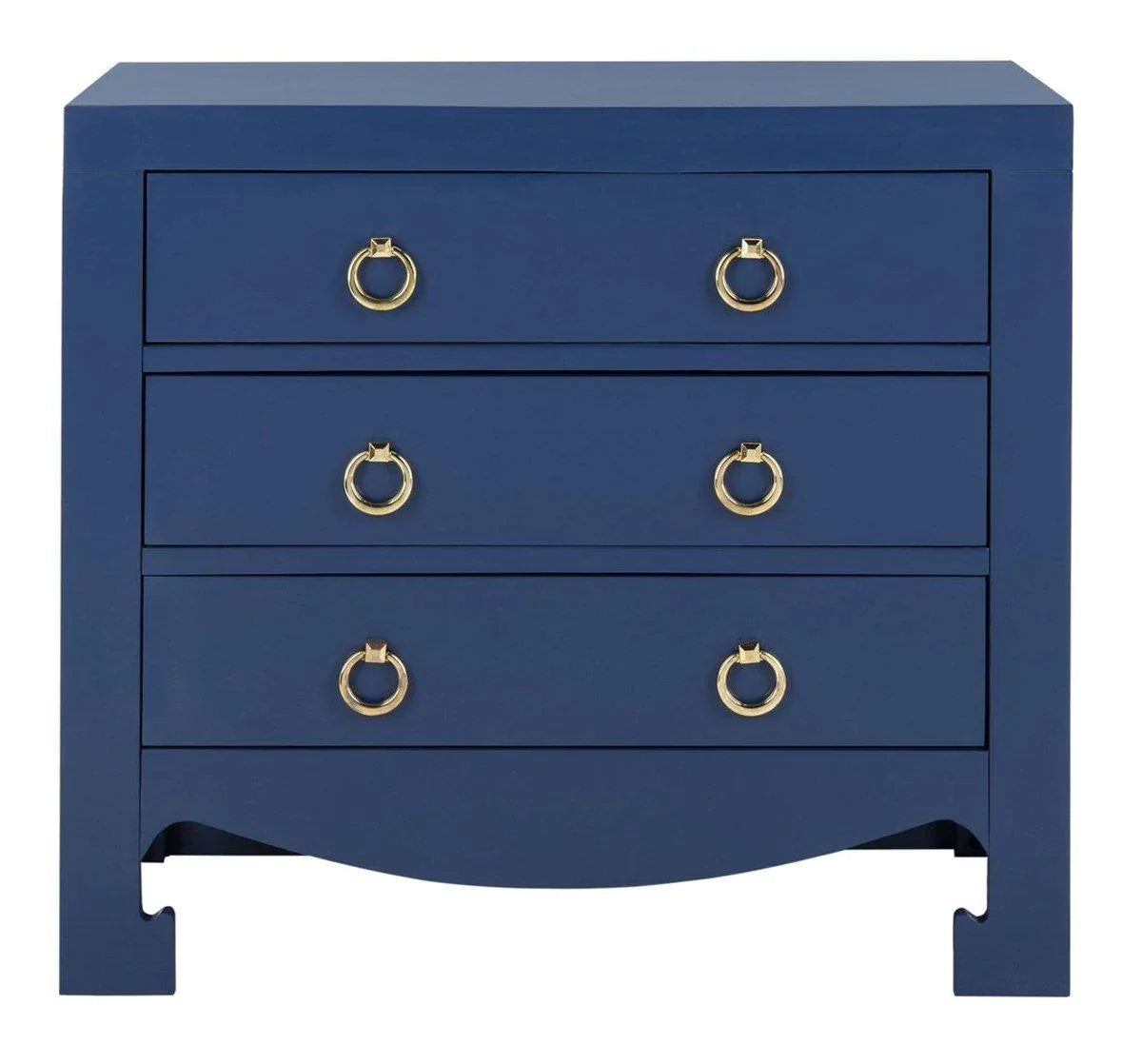 Asian Style 3-Drawer Blue Wooden Chest - Vintage Storage Cabinet for Bedroom, Living Room & Office Organization