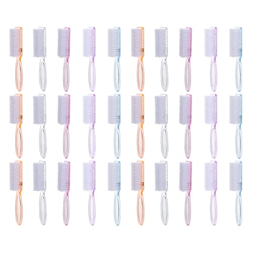 FOMIYES 30 Pack Nail Cleaning Brushes - Durable Handle Grip Nail Scrub Brushes for Manicure & Pedicure, Toe & Finger Nail Cleaner Tool for Women & Men (5 Colors) - Perfect for Shower, Spa & Home Nail Care