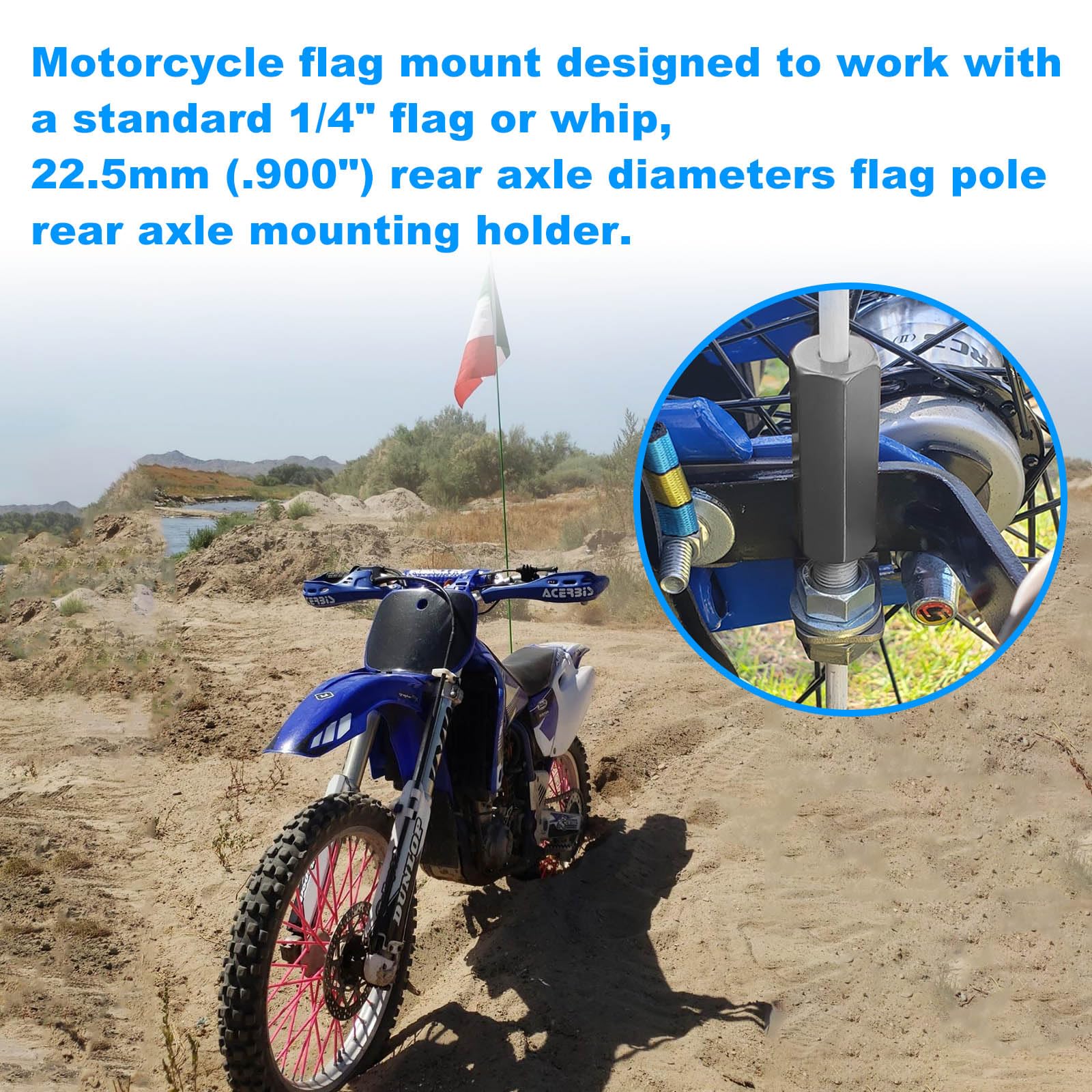 Dirt Bike Flag Mount Kit for Motorcycle, Motocross & ATV - 1/4