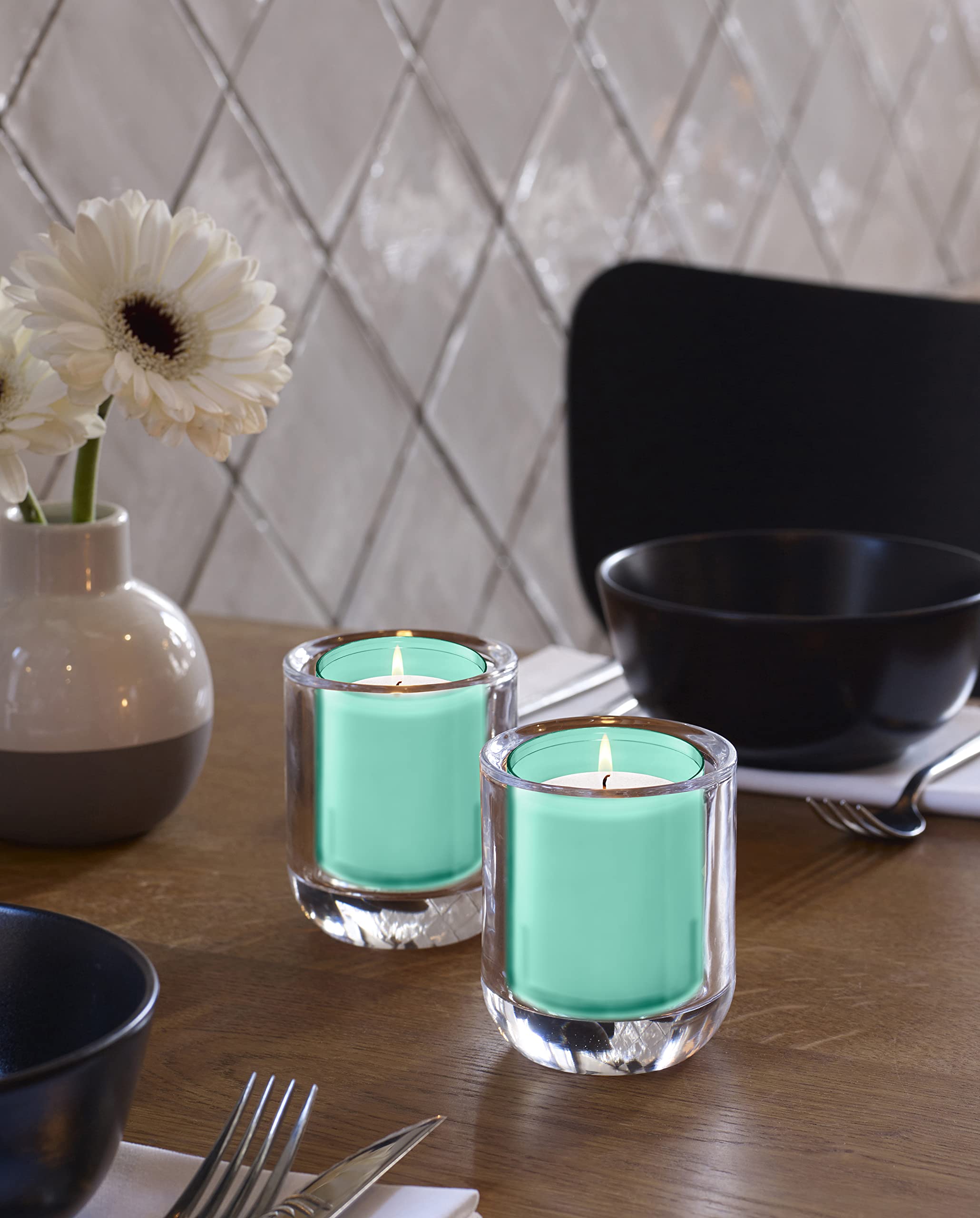 BOLSIUS 24-Hour Unscented Votive Candles - 20 Pack Premium European Quality Wedding Candles in Green Unbreakable Plastic Cups - Smokeless, Smooth Burning & Relightable - Perfect for Weddings, Church Events, Restaurants & Home Decor