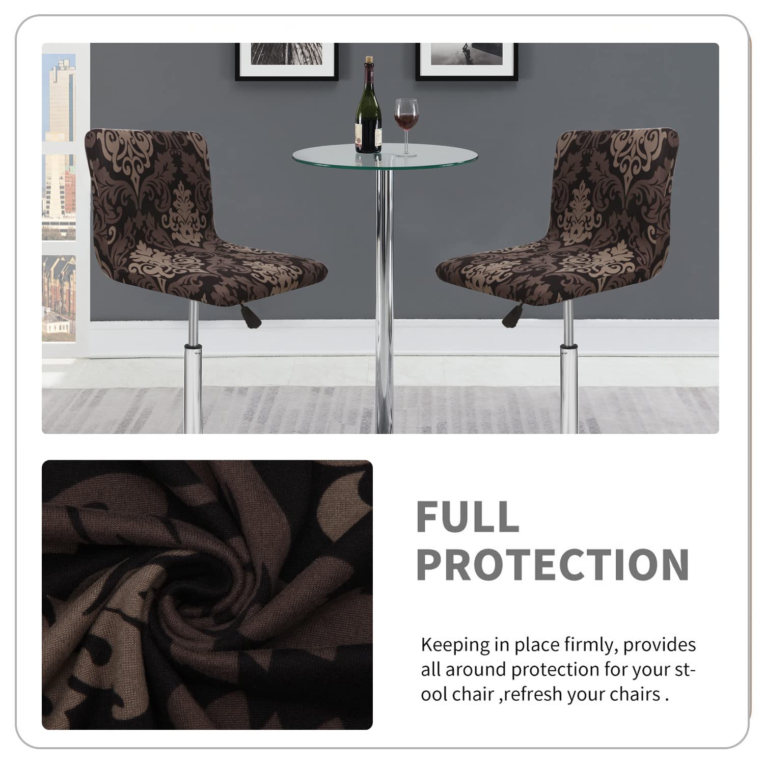 Deisy Dee Bar Stool Covers 2-Pack for Dining & Kitchen