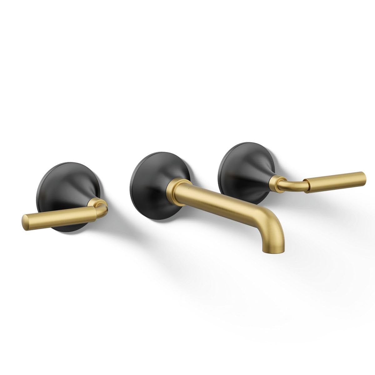 Kohler Matte Black Bathroom Faucet Set with Brass Handles for Modern Sink
