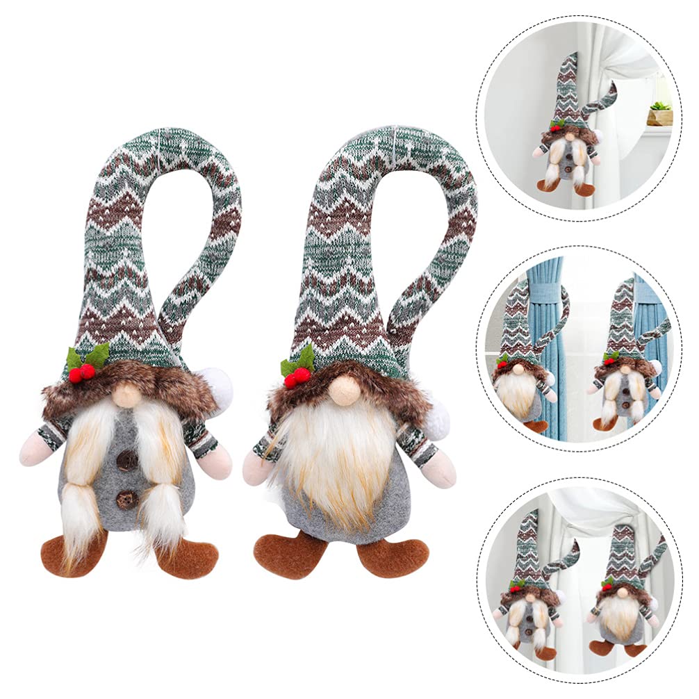 PRETYZOOM 2-Pack Christmas Plush Gnome Doll Curtain Holdbacks - Festive Xmas & Halloween Decor, Shower Curtain Hooks, Nordic Polyester Ornaments for Holiday Home Decor