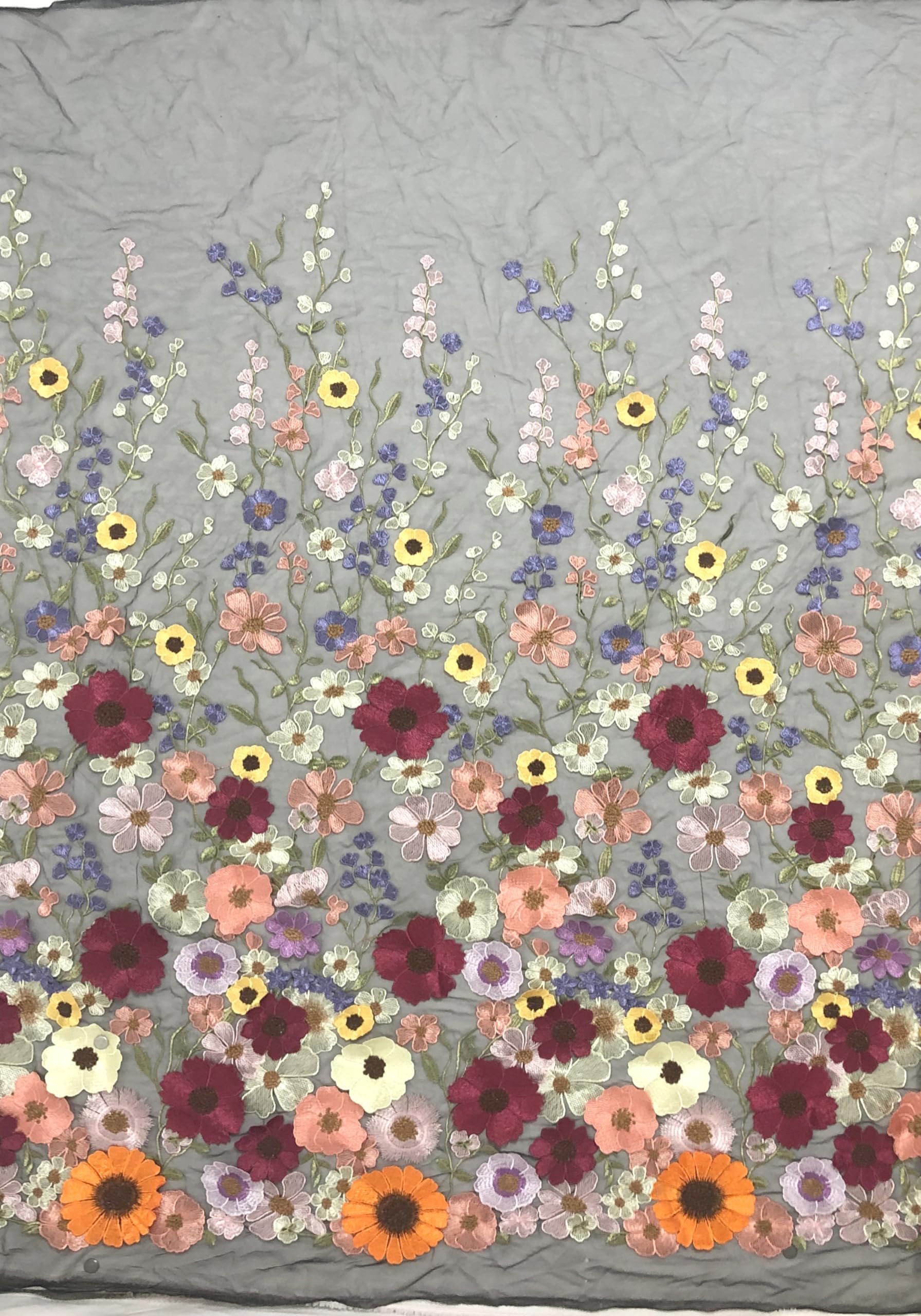 3D Sunflower Embroidery Black Mesh Lace Fabric by Yard - DIY Craft Material for Wedding Veils, Dresses, Home Decor (1 Yard, Black) | Perfect for Bridal Accessories, Costume Design & Scrapbooking Projects
