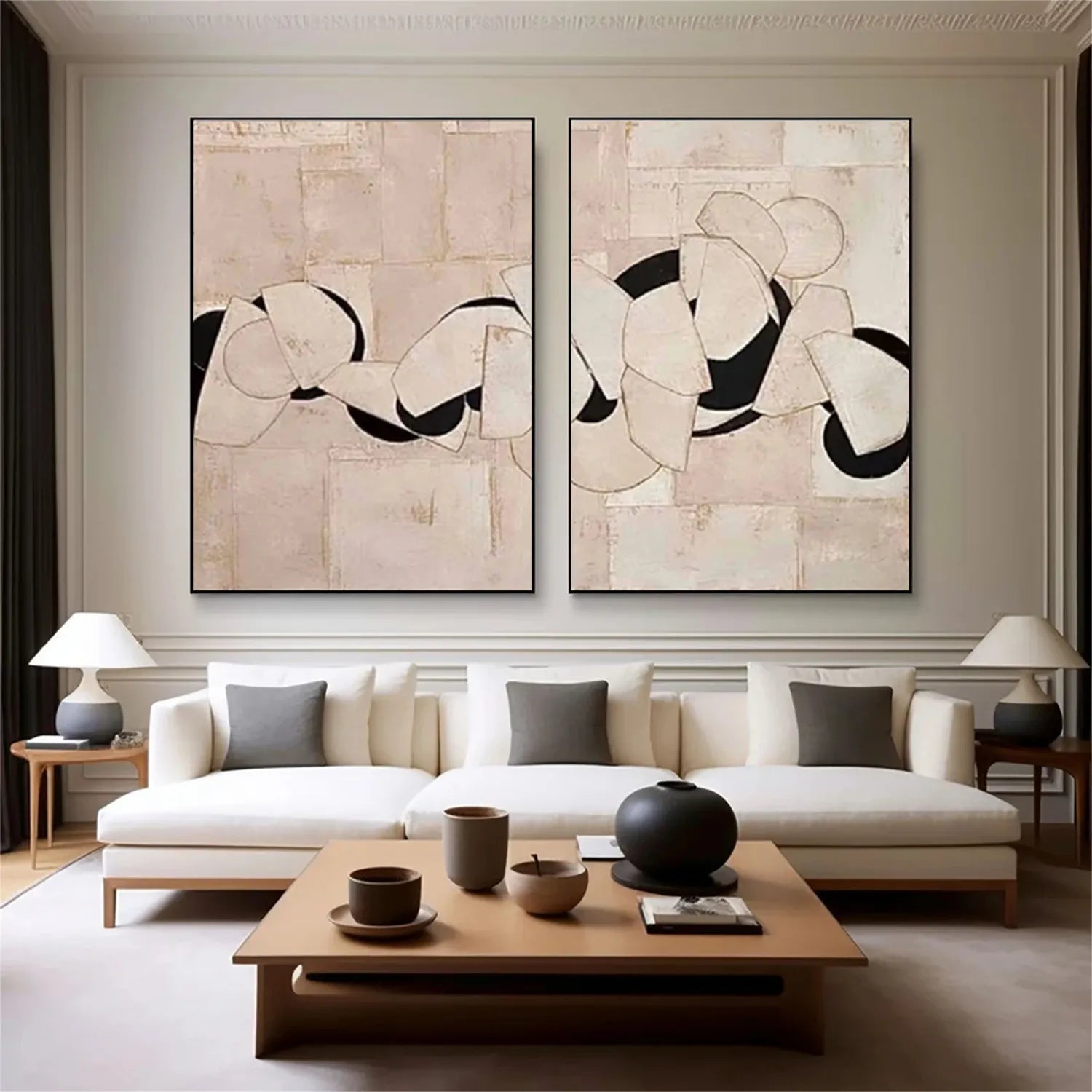 Abstract Tranquility Set of 2 Wall Art Paintings - Modern Minimalist Canvas Prints for Living Room, Bedroom & Office Decor - #WS154