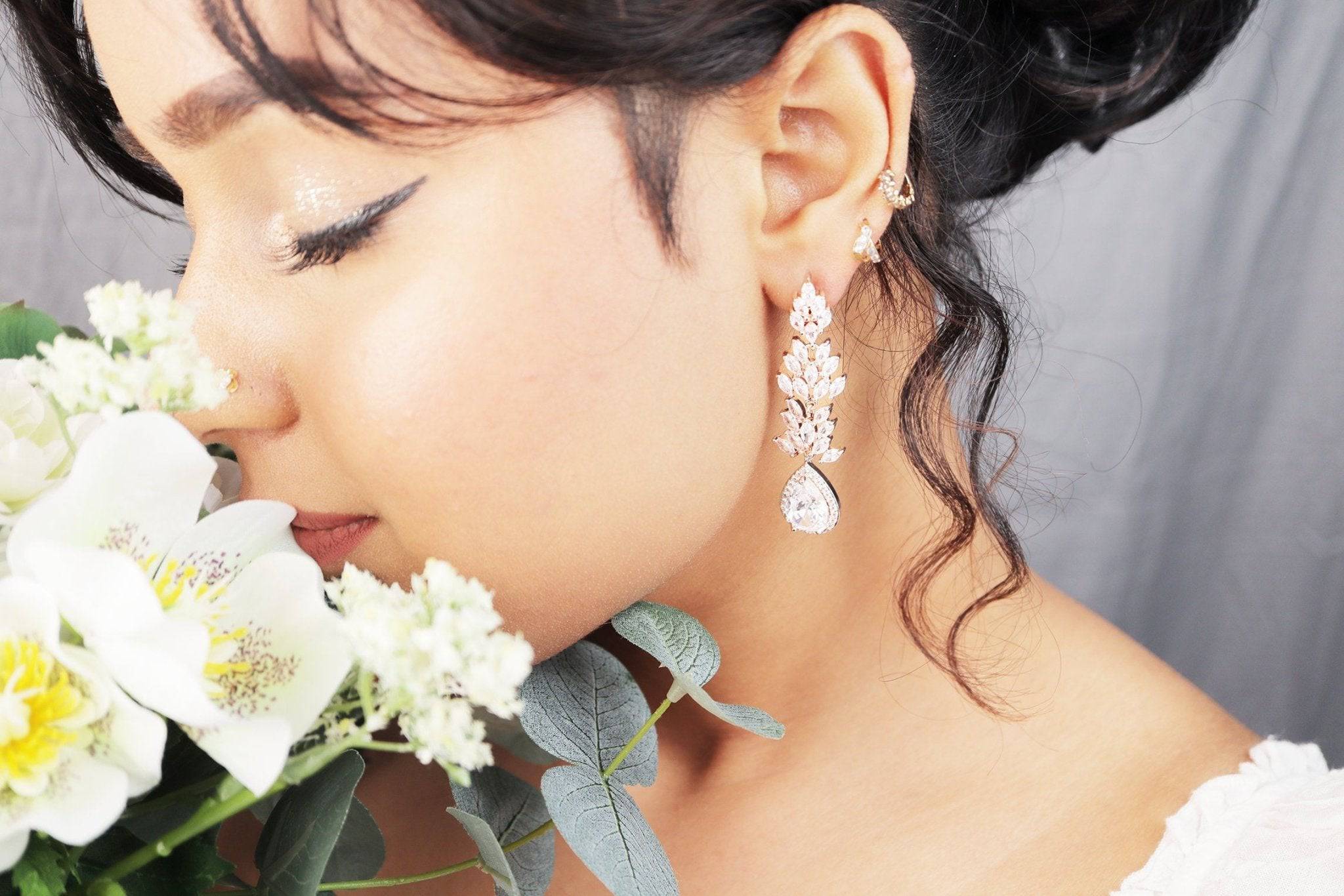 Sparkling Long Dangle Crystal Diamond Earrings for Women - Elegant Bridal Jewelry & Statement Earrings with CZ Stones | Perfect for Weddings, Parties & Special Occasions
