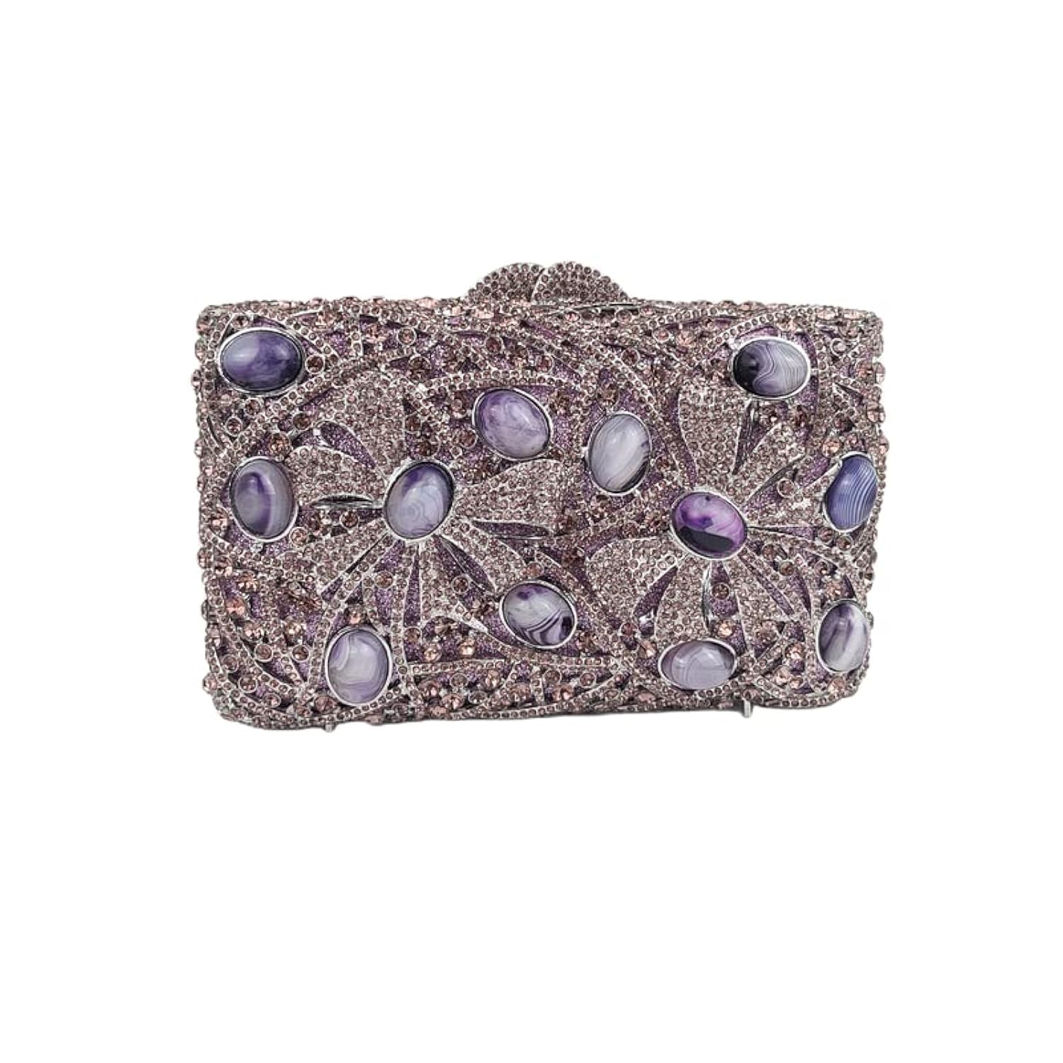 Luxury Purple Agate Crystal Evening Clutch Bag for Women - Glitter Rhinestone Party Wedding Purse - Perfect for Prom, Gala & Special Occasions