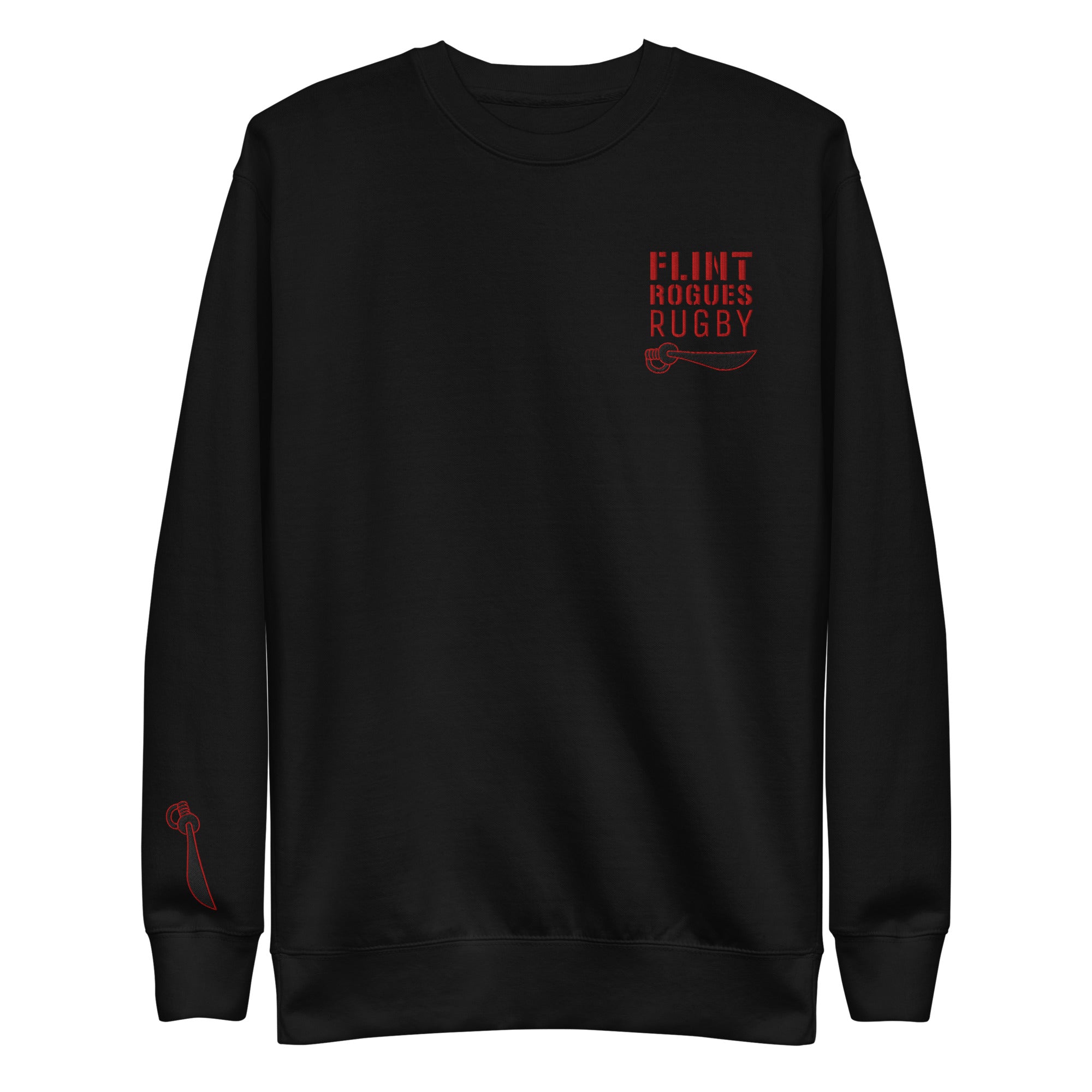 Flint Rogues RFC Embroidered Crewneck Sweatshirt - Men's Casual Pullover for Streetwear & Everyday Comfort | Perfect for Gym, Lounge & Outdoor Activities