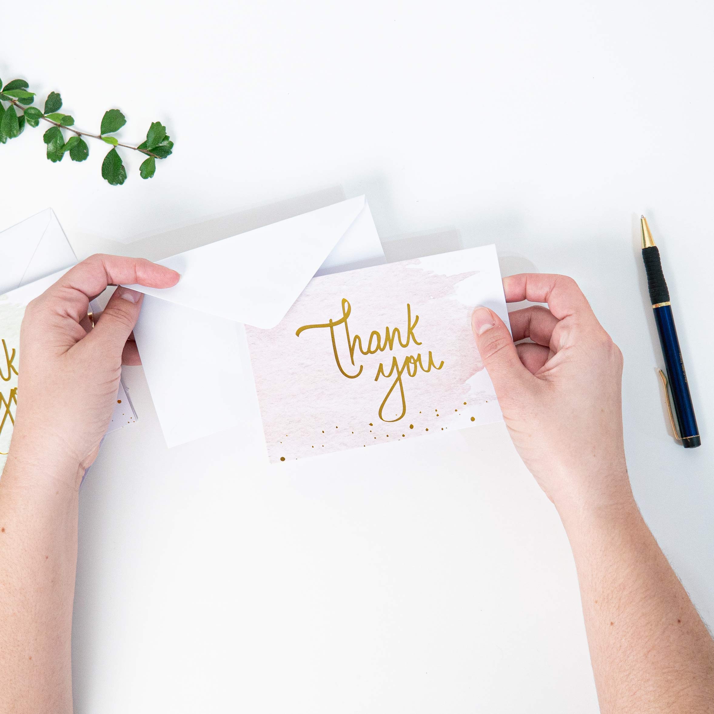 Premium Gold & Watercolor Thank You Cards - Bulk Set of 48 Blank Cards with Envelopes | Perfect for Baby Showers, Weddings & Bridal Showers | Elegant Stationery for Special Occasions & Appreciation Notes