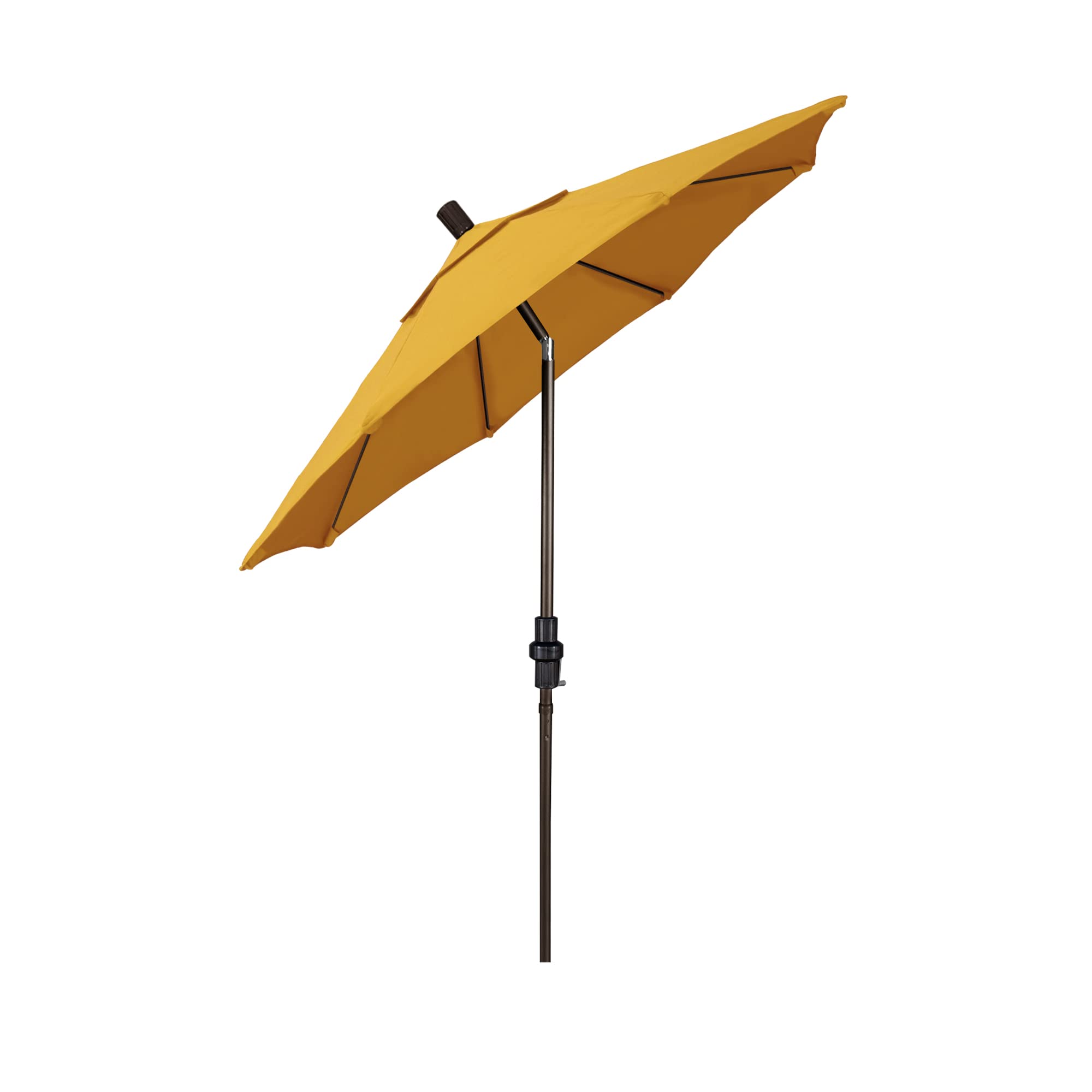 7.5' Round Patio Umbrella with Crank Lift & Tilt - Bronze Aluminum Pole & Fiberglass Ribs | Yellow Outdoor Market Umbrella for Poolside, Garden, and Backyard Relaxation