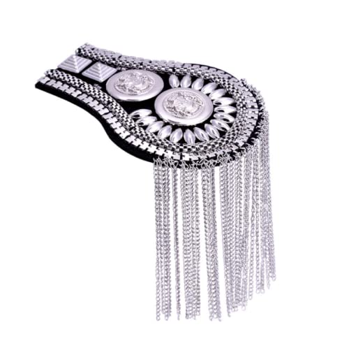 2 Pcs Vintage Tassel Link Chain Epaulet Shoulder Boards Badge Brooch - DIY Fashion Dress Uniform Accessories for Military Costume, Cosplay, Steampunk Outfits & Historical Reenactment